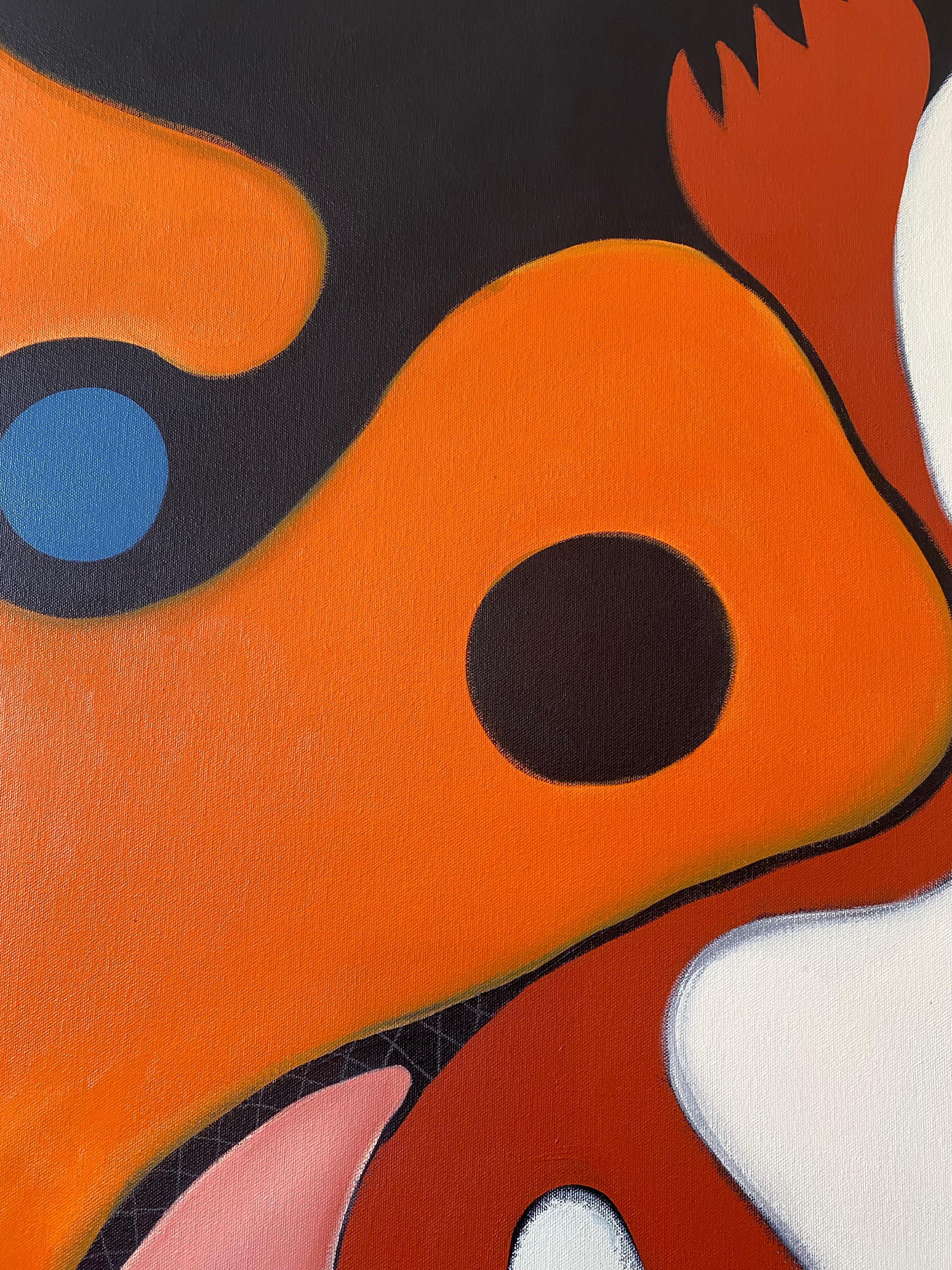 CONTRARY Square, painting, orange, large, abstract, bold 1