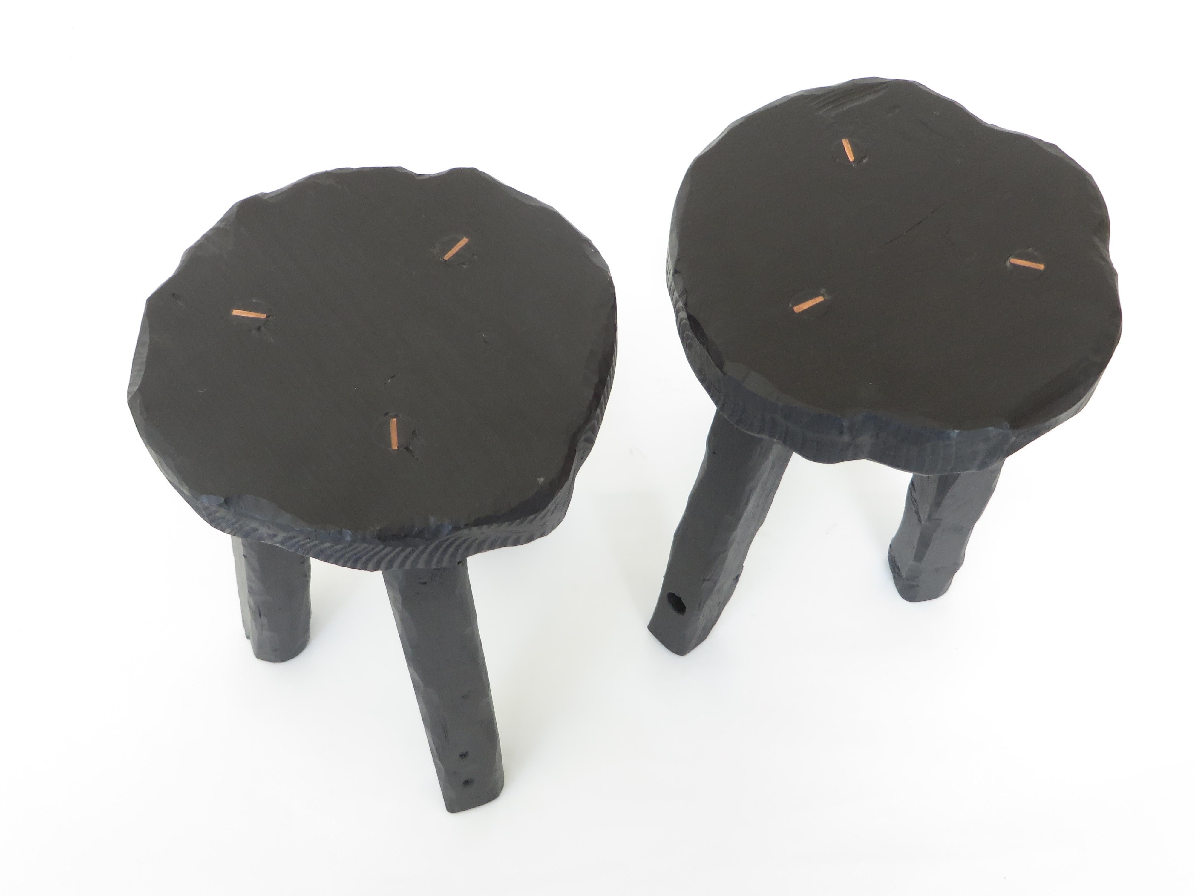 Hand-Carved Hannah Vaughan Anthropological Collection Stools Number Three and Four