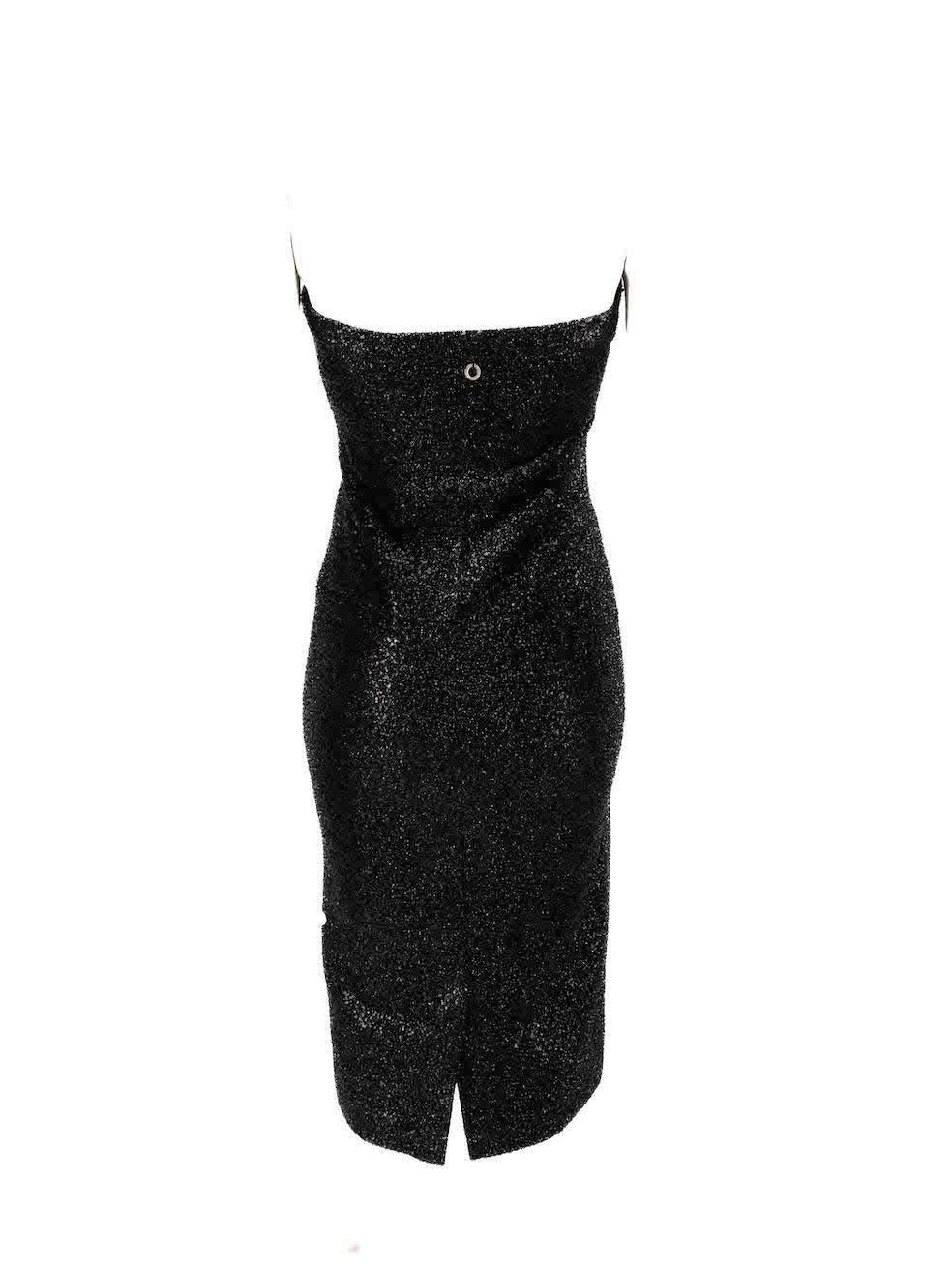 Hanne Bloch Black Sequinned Strapless Dress Size S In New Condition For Sale In London, GB