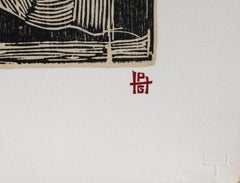 «Maternidad», serigrafía moderna sobre madera firmada por Pedro Hanne Gallo