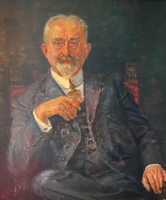 Grand-père par Hanne Fritz-München - Huile sur toile 77x91 cm