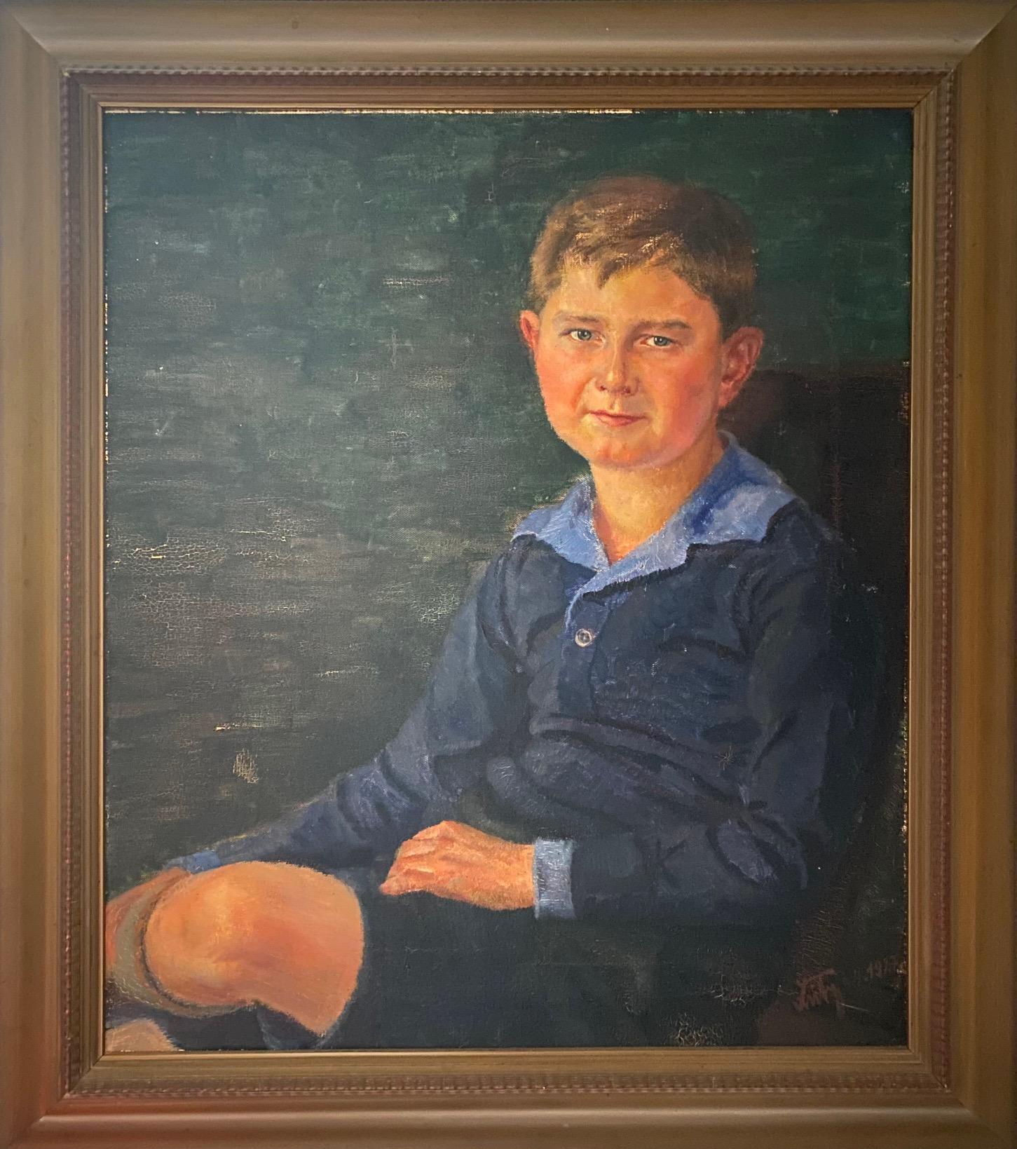 Young boy by Hannes Fritz-München - Oil on canvas 64x73 cm For Sale 1