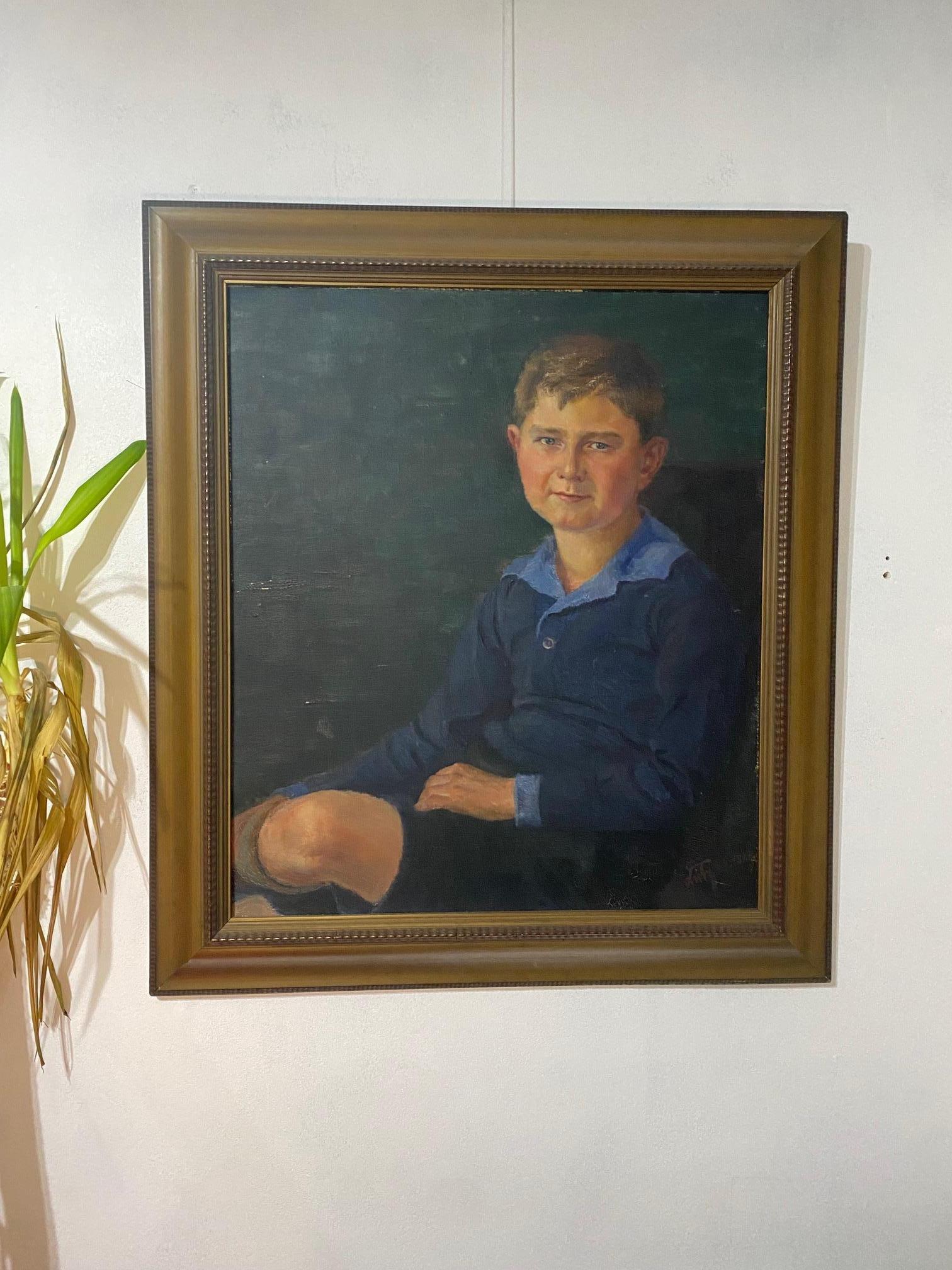 Junger Junge von Hannes Fritz-München - Öl auf Leinwand 64x73 cm im Angebot 2