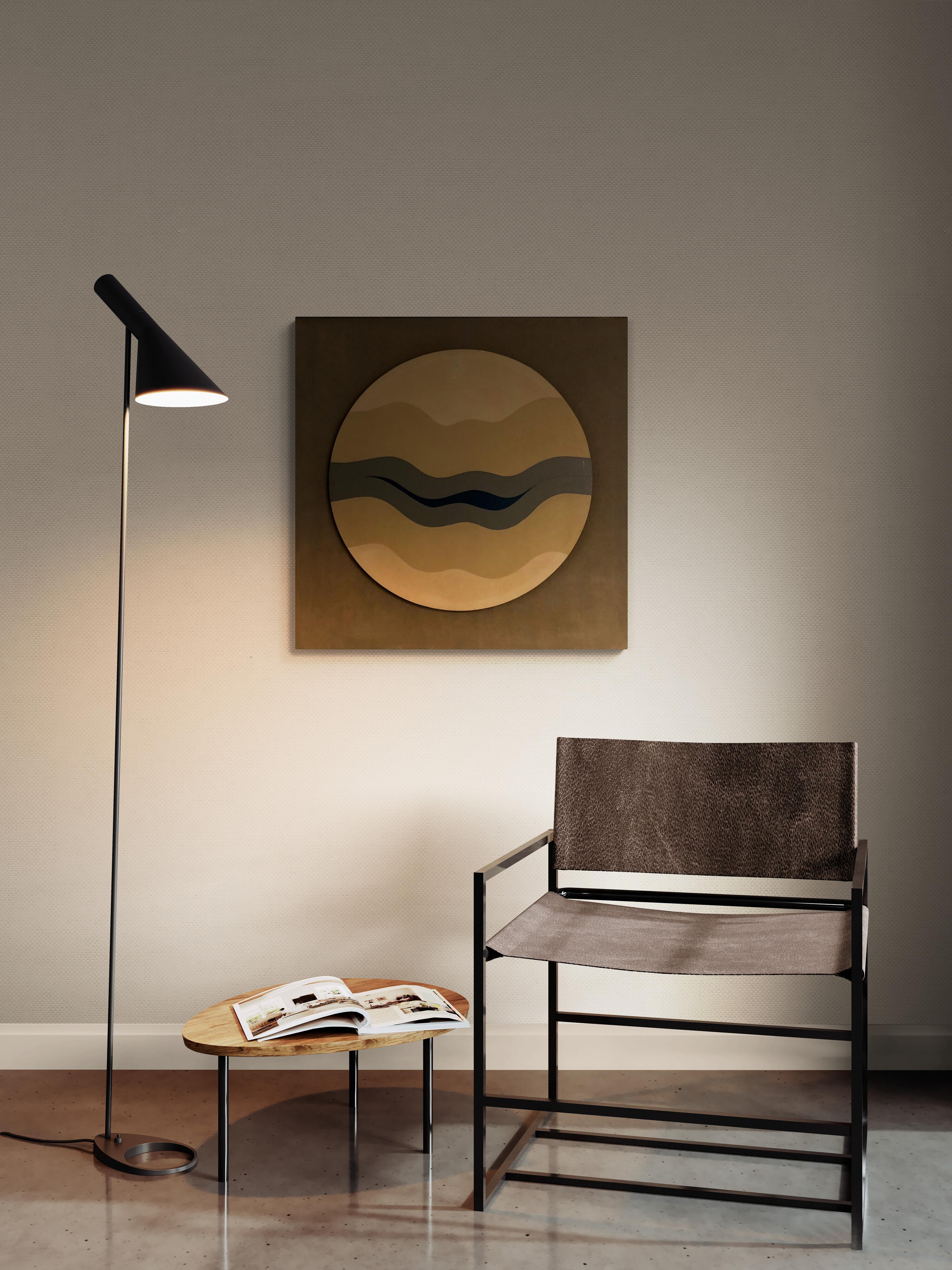 Wave Form II (Wellenform) (Square, Round, Wavy, Modern, Mid-Century) (40% OFF) - Brown Abstract Painting by Hannes Grosse