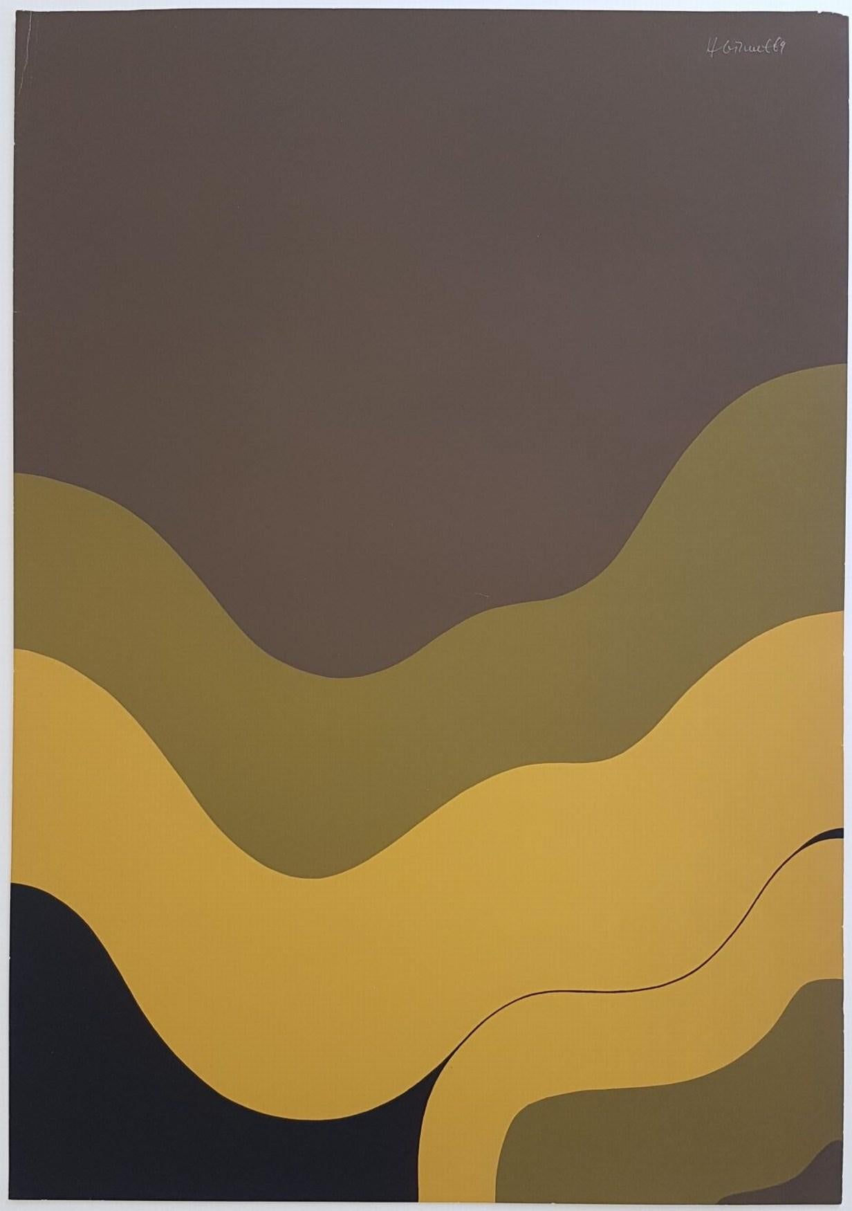 Hannes Grosse Abstract Print - Gestural Abstraction (Modern, Mid-Century, Hypnotic, 40% OFF & $5 U.S. SHIPPING)