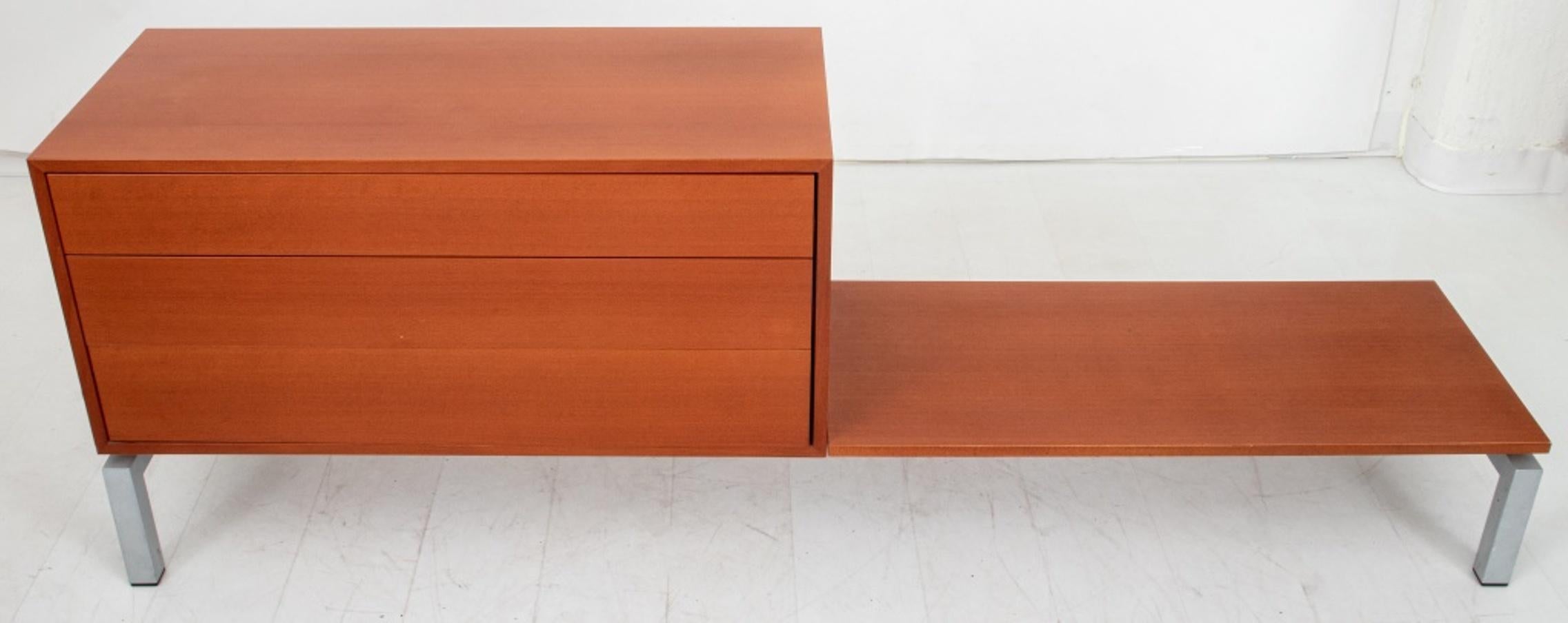 Hannes Wettstein (Swiss, 1958-2008) for Cassina, 1990's Xen Cabinet Bench L15 (designed) in beechwood stained cherrywood on a coated steel base.

Dimensions: 26.75