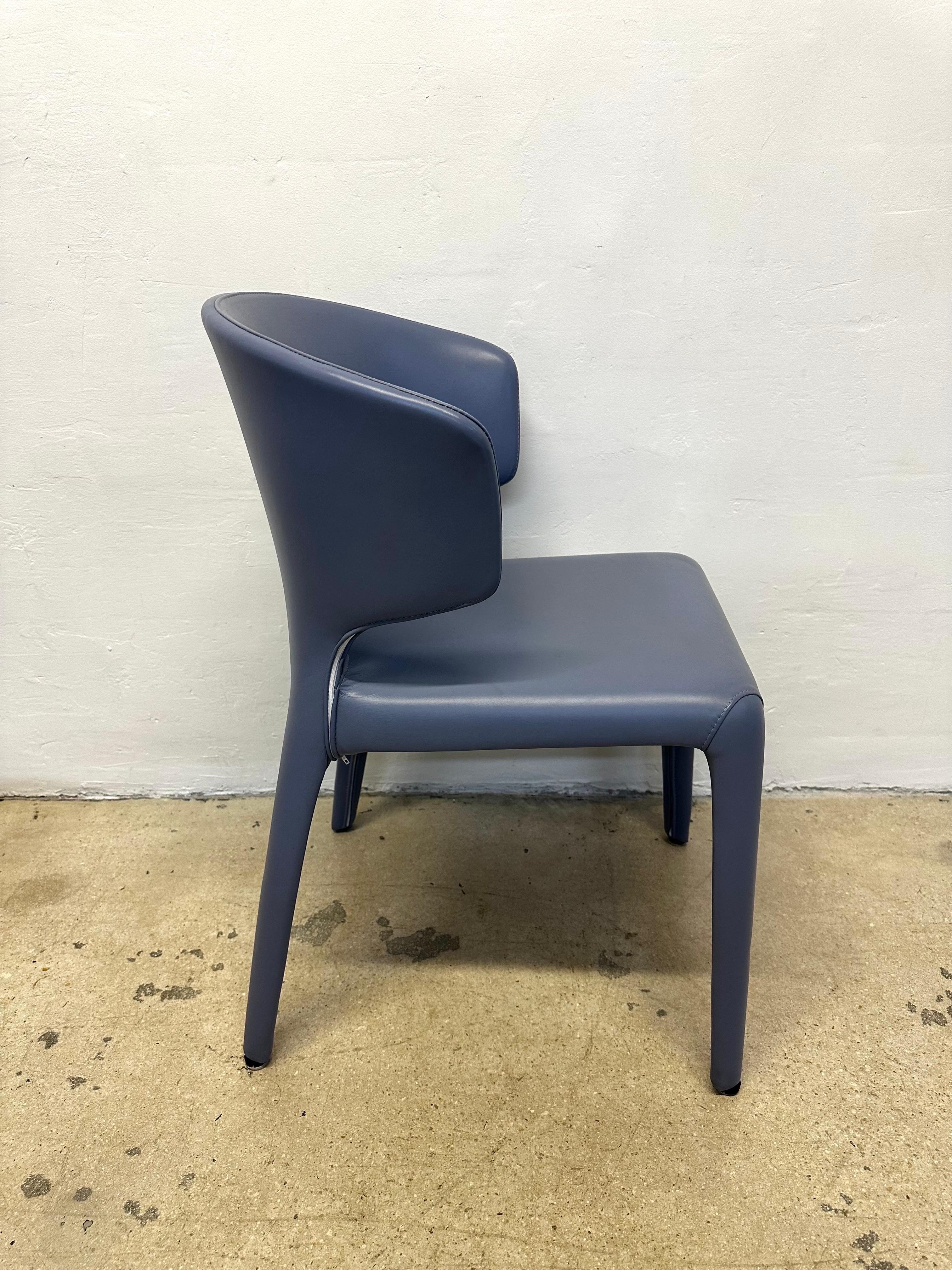 Hannes Wettstein “Hola 367” Leather Dining Chairs for Cassina - Set of Four In Good Condition For Sale In Miami, FL