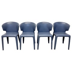 Hannes Wettstein "Hola 367" Sillas de comedor de cuero para Cassina - Juego de cuatro
