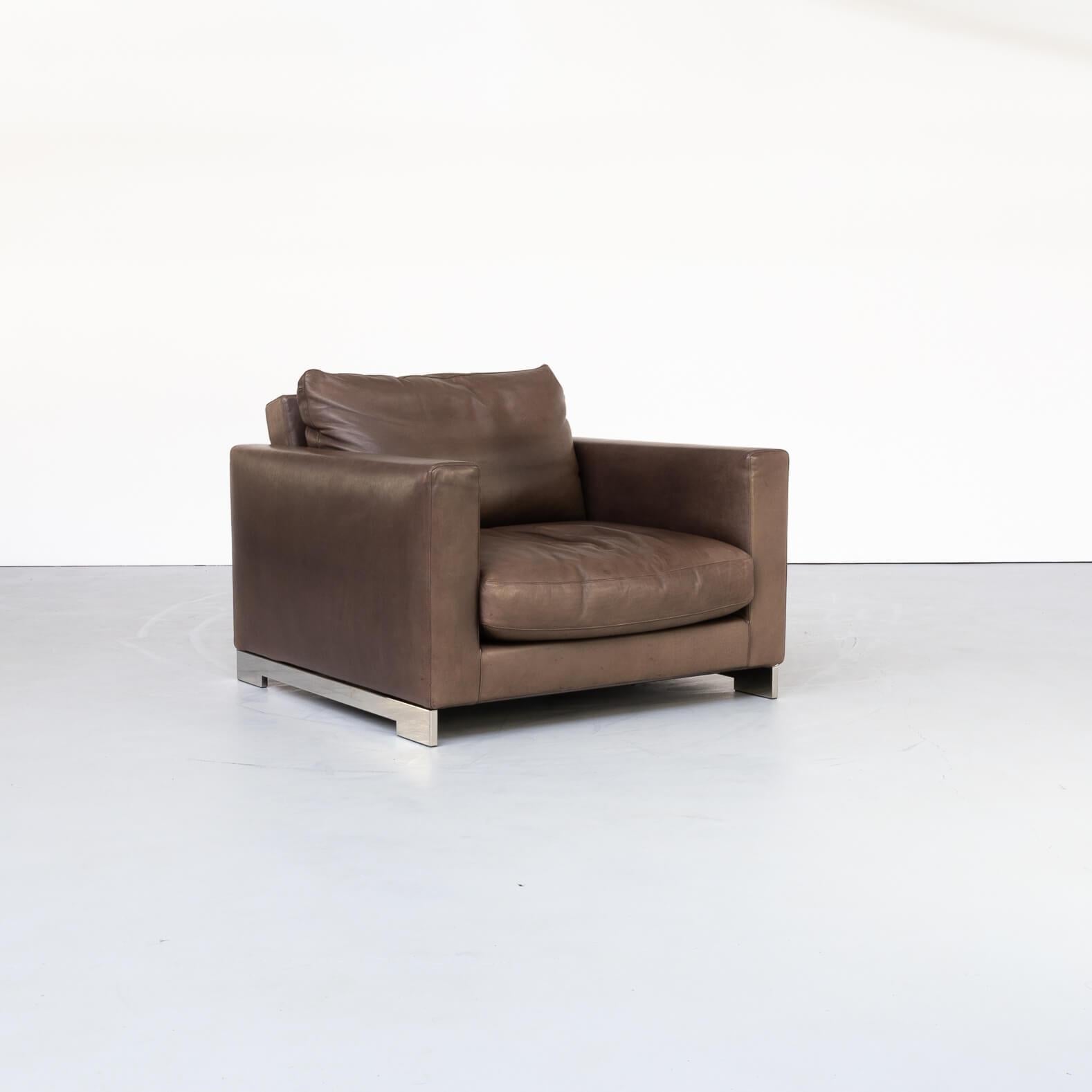 Modern Hannes Wettstein ‘reversi’ Leather Design Fauteuil for Molteni & C Set/2 For Sale
