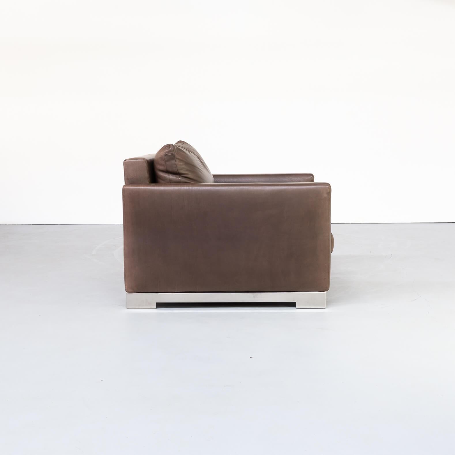 Italian Hannes Wettstein ‘reversi’ Leather Design Fauteuil for Molteni & C Set/2 For Sale