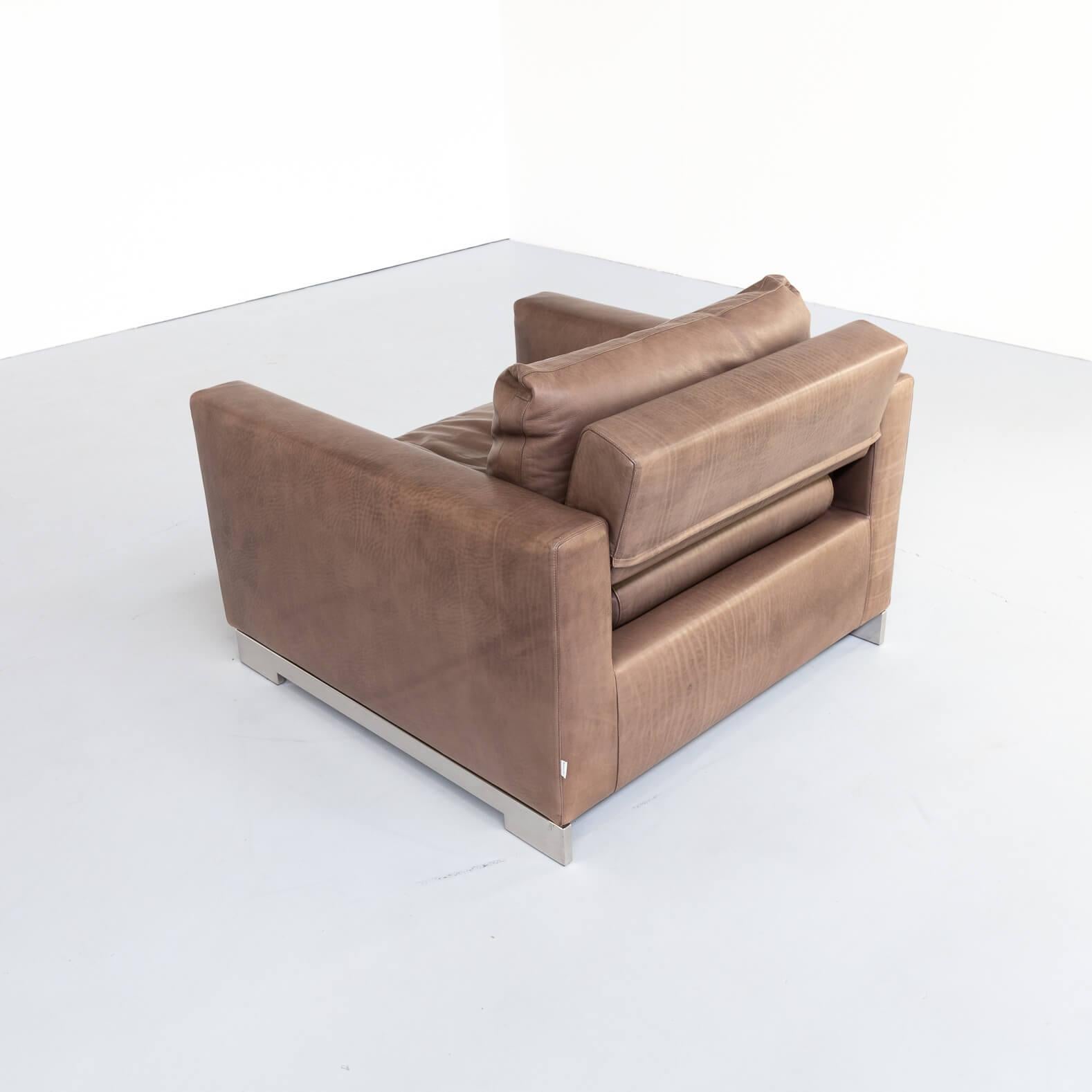 Contemporary Hannes Wettstein ‘reversi’ Leather Design Fauteuil for Molteni & C Set/2 For Sale