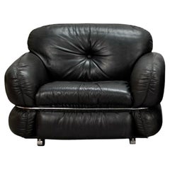 “Hannibal” Black Leather Armchair for Isku, Finland – Original Leather