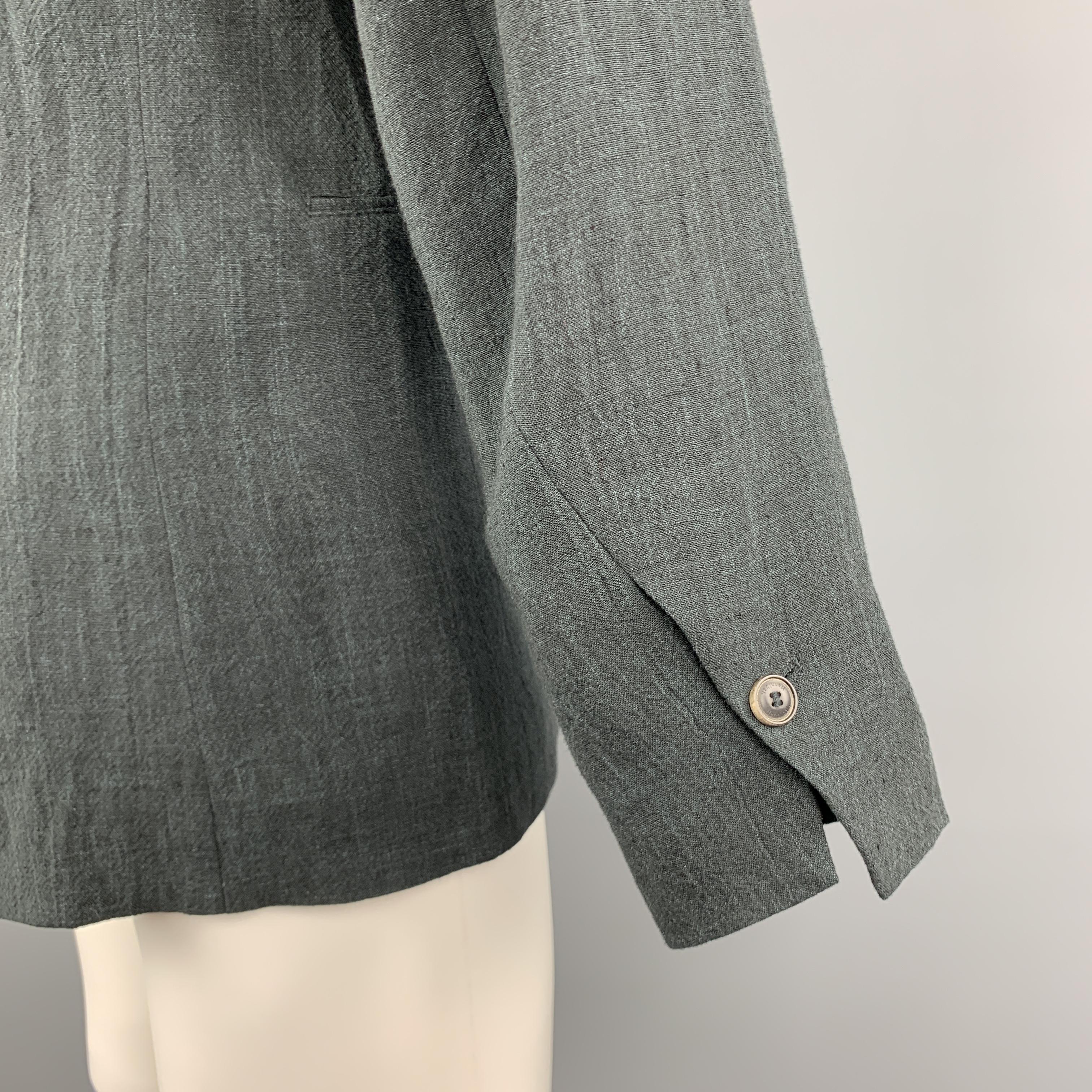 HANNIBAL Size 36 Charcoal Linen Shawl Collar Asymmetrial Jacket 1