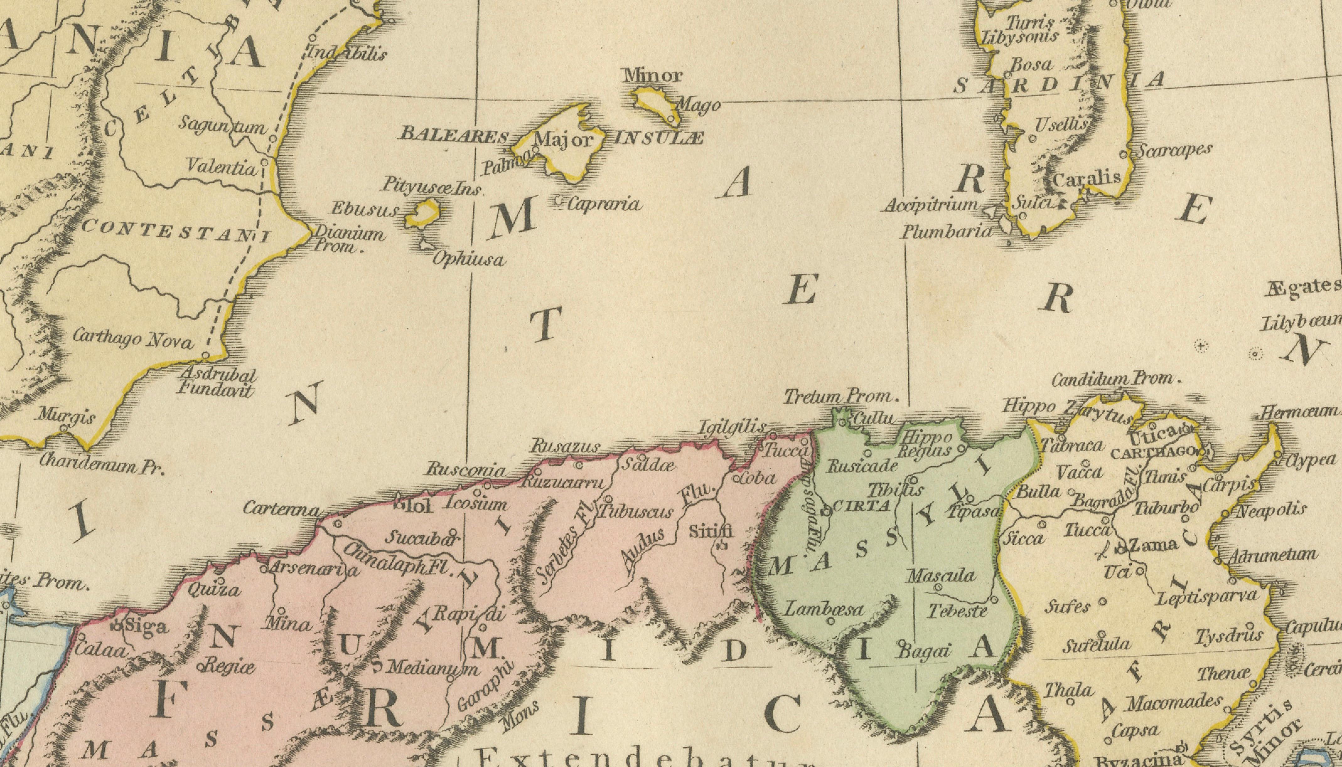 Hannibal’s Campaign Map, Spain to Italy via Alps, Wilkinson London 1817