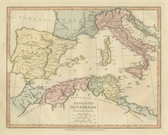 Hannibal’s Campaign Map, Spain to Italy via Alps, Wilkinson London 1817