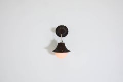 Hannie Mein Attributed Ceramic Hanging Wall Sconce with Milk Glass Globe Shade