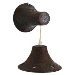 Hannie Mein Attributed Ceramic Hanging Wall Sconce with Milk Glass Globe Shade