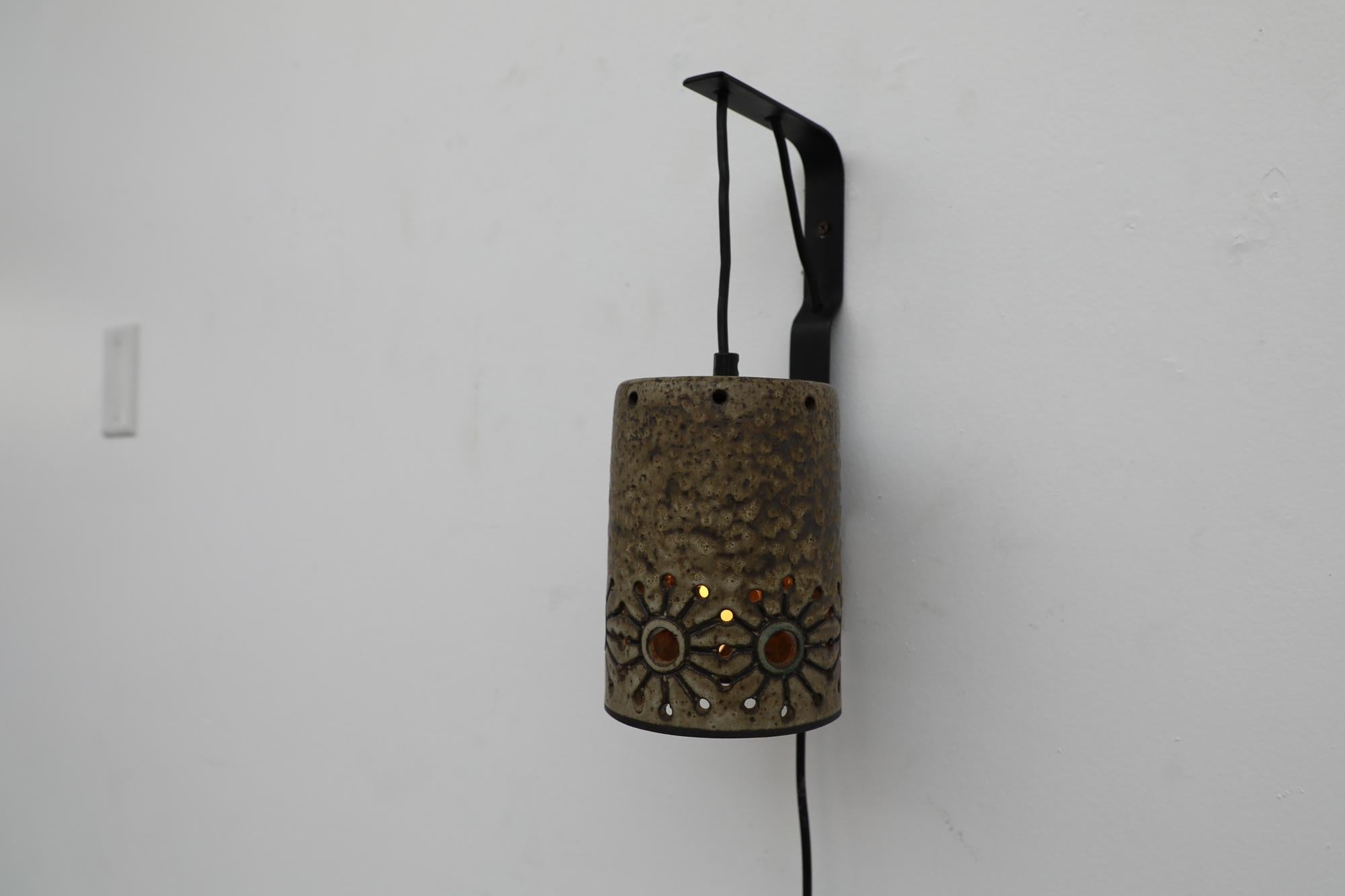 Mid-20th Century Hannie Mein Sunflower Ceramic Wall Sconce For Sale