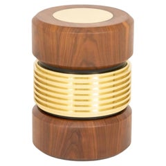 Hannoi Walnut and Gold-Tone Brass Side Table