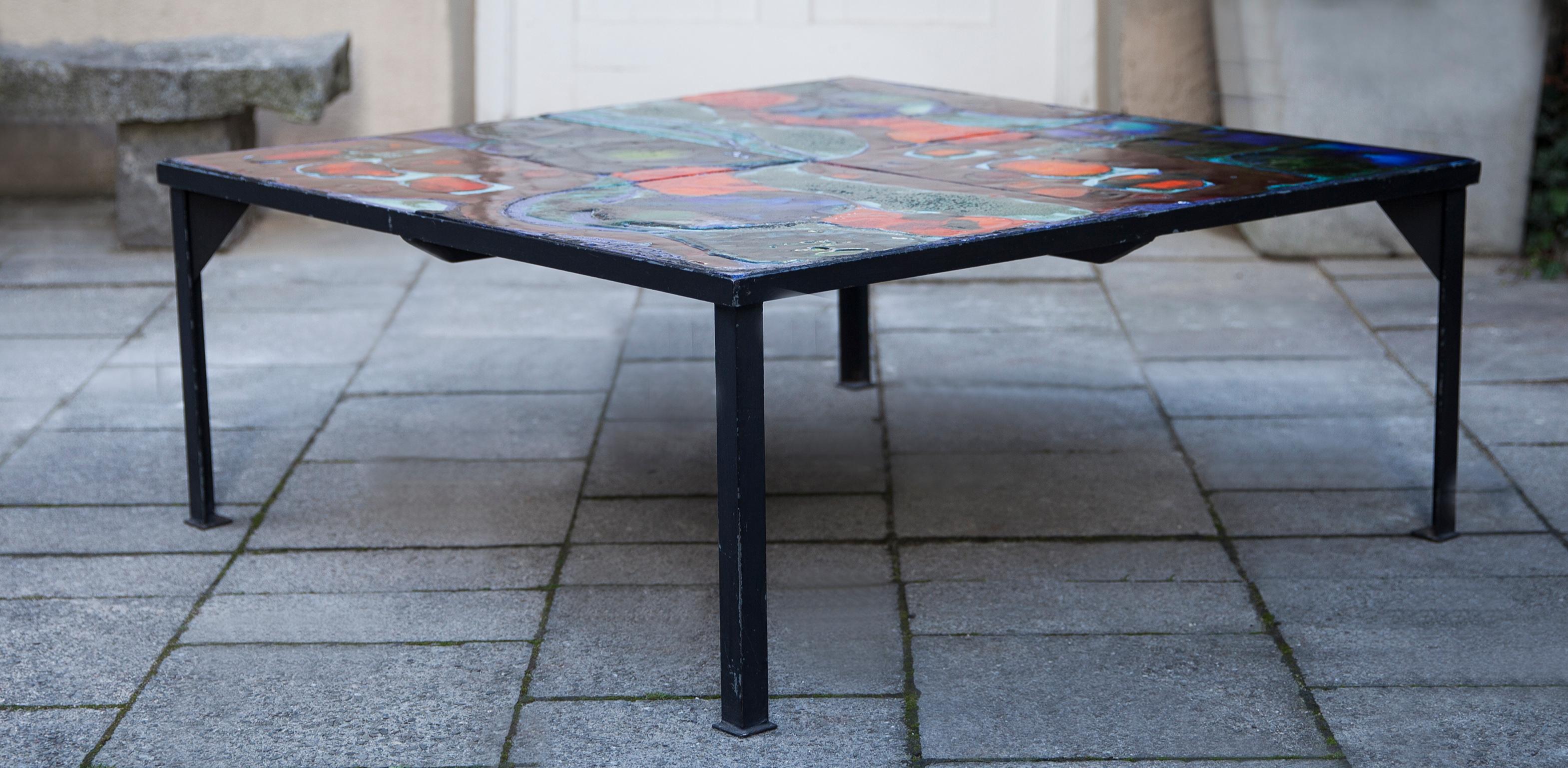 Mid-Century Modern Hanns Altmeier Colorful Ceramic Square Coffee Table, Germany, 1960 For Sale