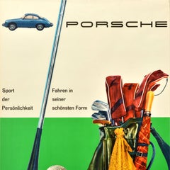 Original Vintage Car Advertising Poster Porsche Golf Sport Of Personality Lohrer