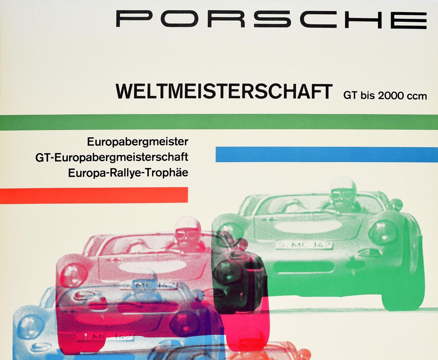 Original Vintage Poster Porsche World Championship 1963 Auto Racing Rally Trophy - Print by Hanns Lohrer