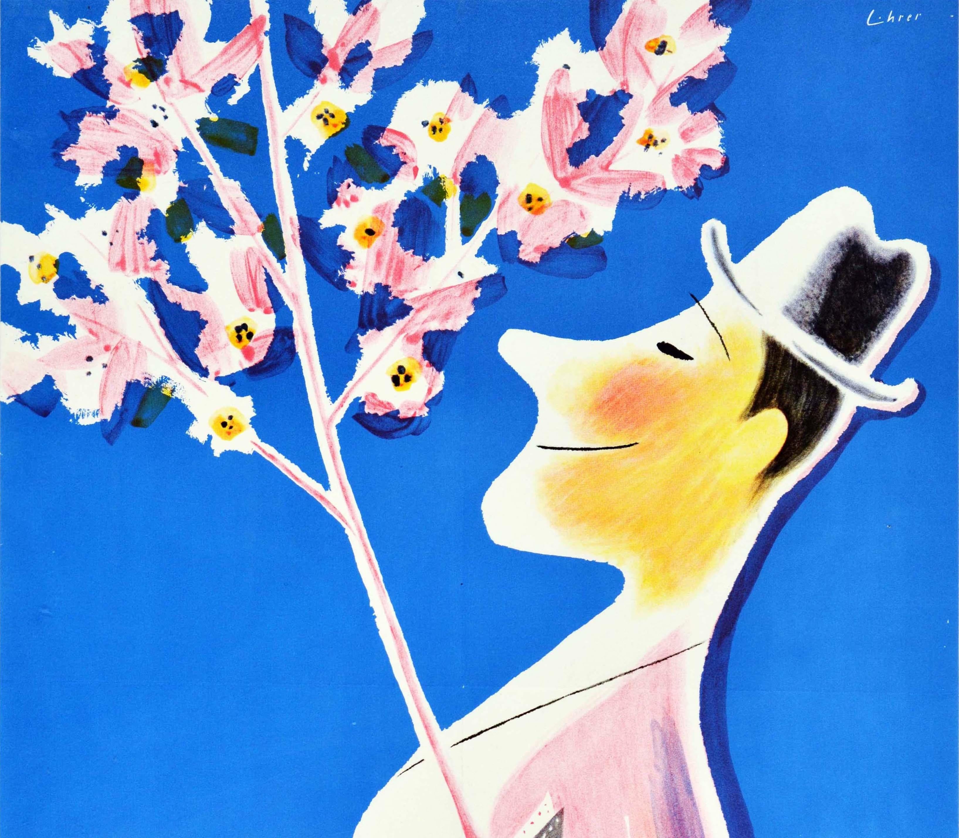 Original Vintage Travel Poster Wiesbaden Germany Spa Flower Blossom Tree Design - Print by Hanns Lohrer