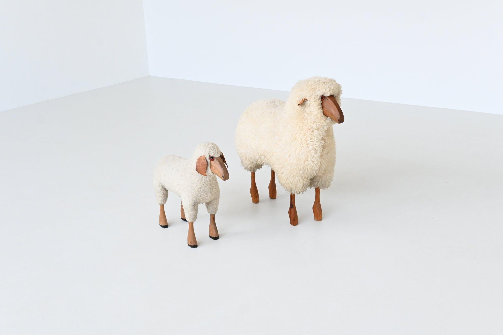 Mid-Century Modern Hanns Peter Krafft decorative pair of sheep Meier Germany 1970