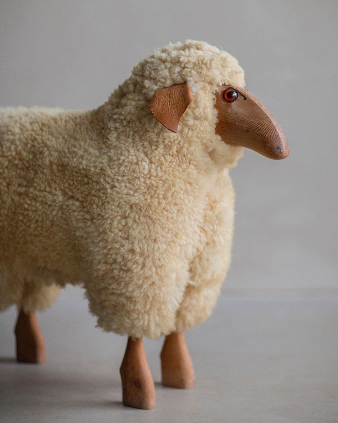 Mid-Century Modern Hanns-Peter Krafft Wool Sheep Sculpture for Meier - circa 1970s  For Sale