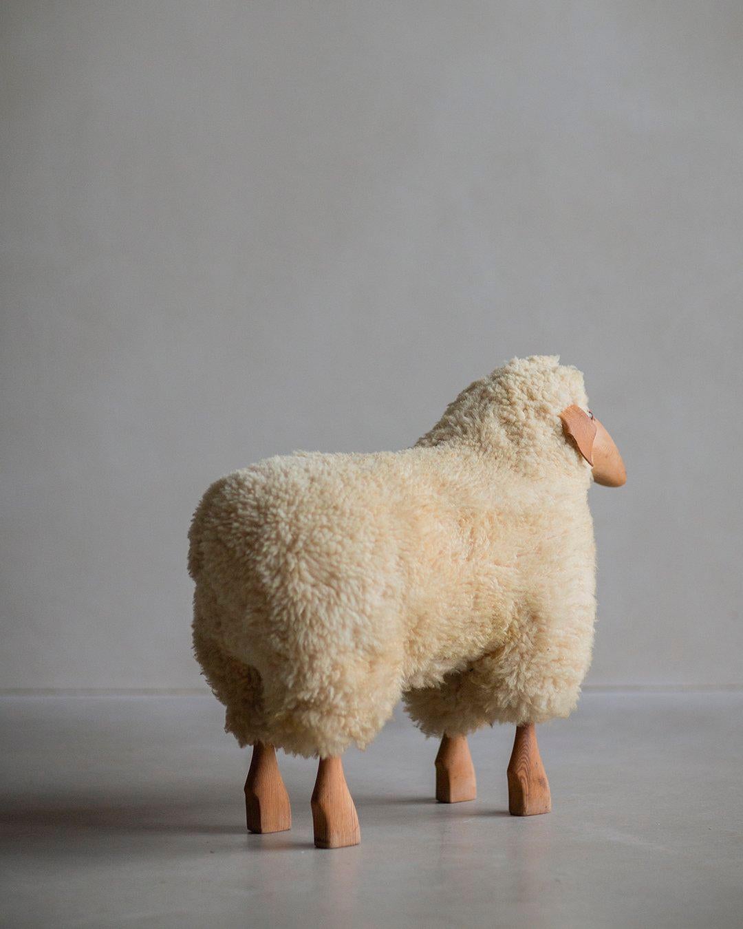 Hand-Crafted Hanns-Peter Krafft Wool Sheep Sculpture for Meier - circa 1970s  For Sale