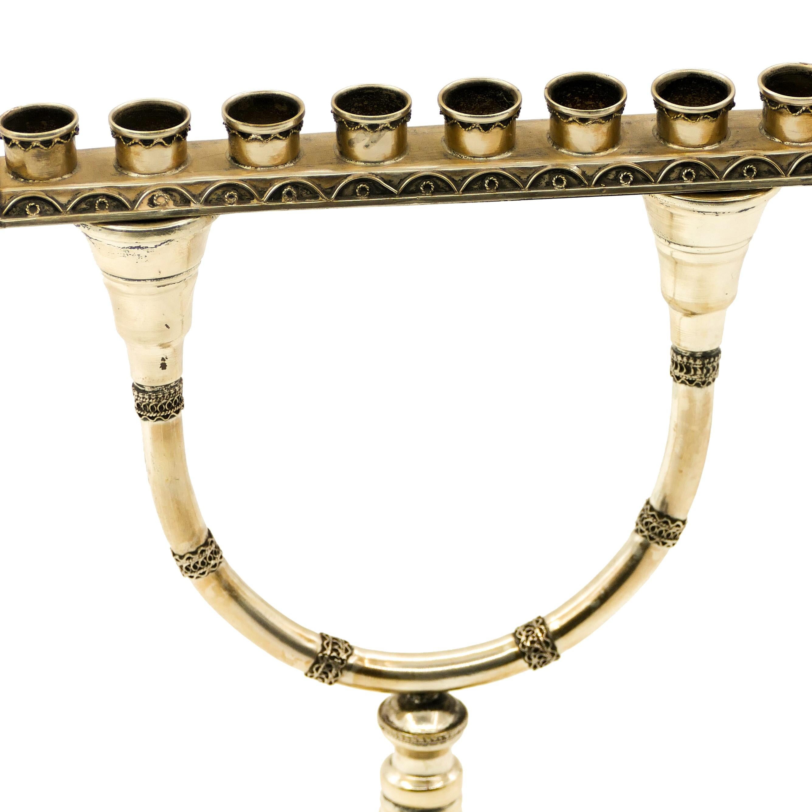 Unknown Hannukkah Menorah Silver Candlestick, Early 20th Century
