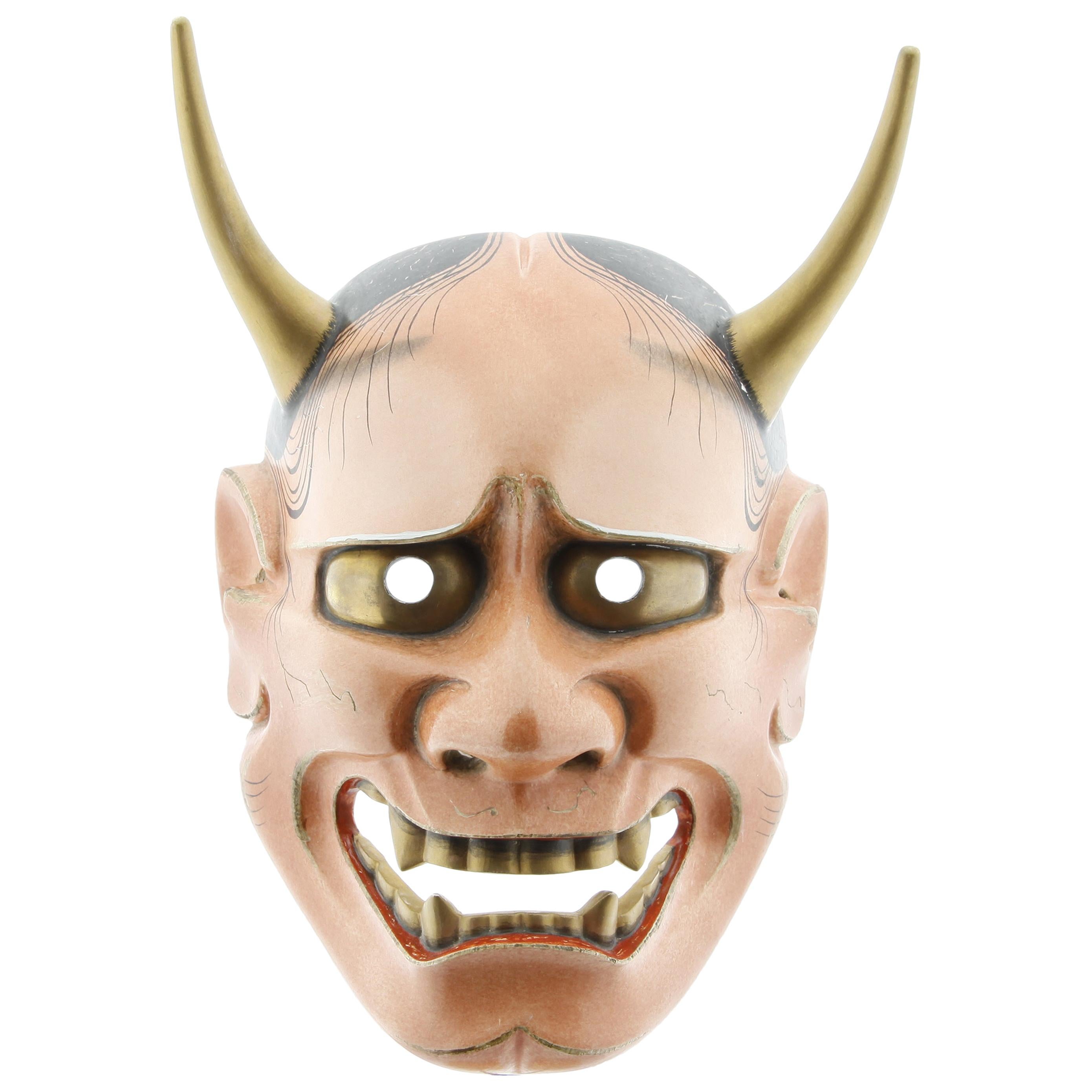Hannya Noh Mask, Demon, Japanese Theatre, 20th Century, Woodcraft, Handmade For Sale