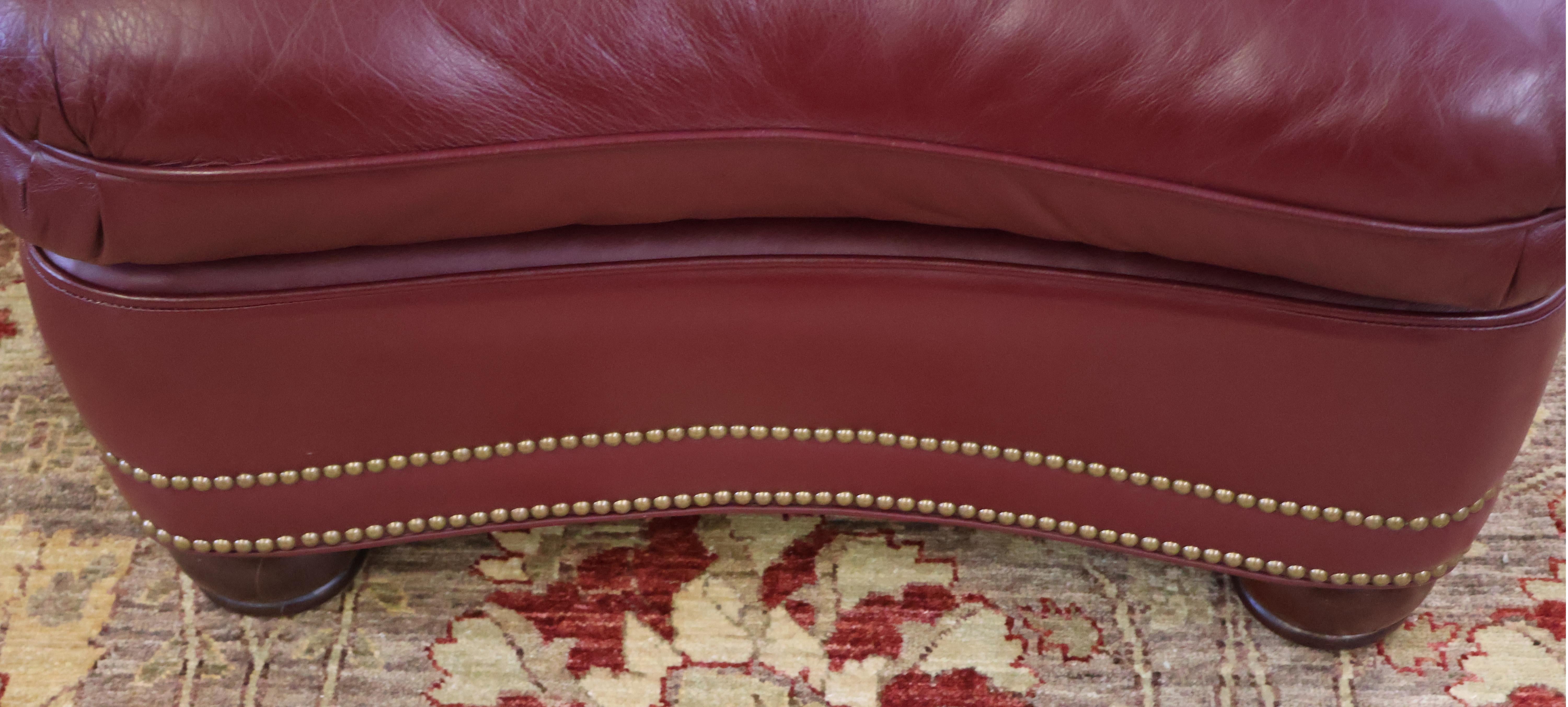 Hanock and Moore Austin Burgundy Leather Lounge Chair & Ottoman 7