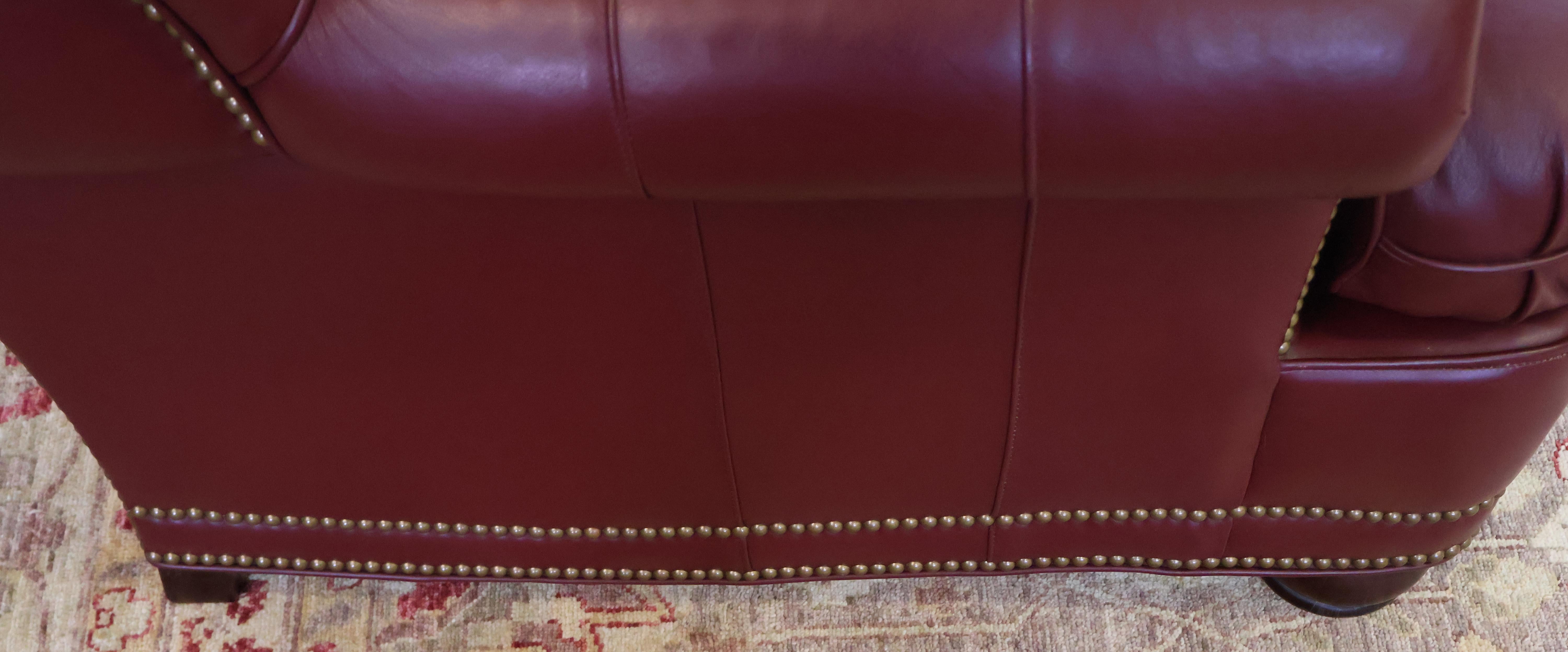 Hanock and Moore Austin Burgundy Leather Lounge Chair & Ottoman 11