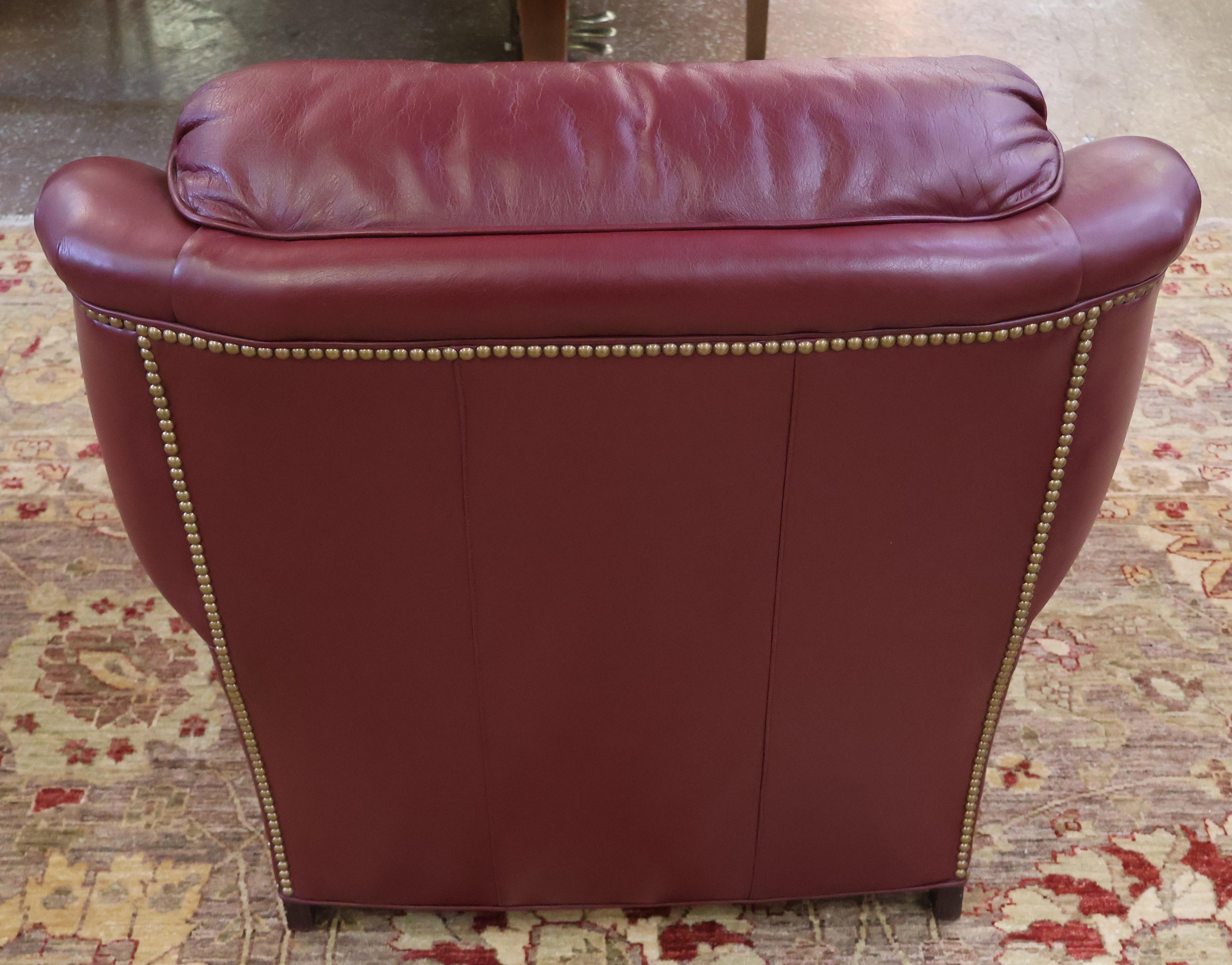 Hanock and Moore Austin Burgundy Leather Lounge Chair & Ottoman 12
