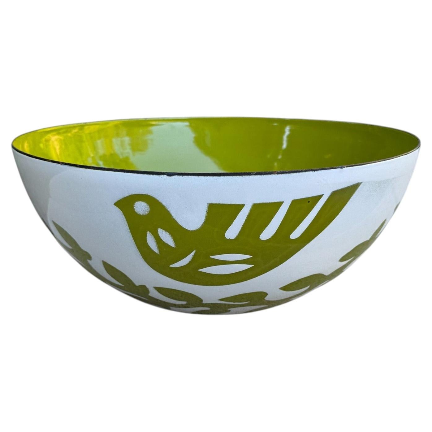 Hanova of Pasadena Green & White Enamel Dove Bowl, c.1960 For Sale