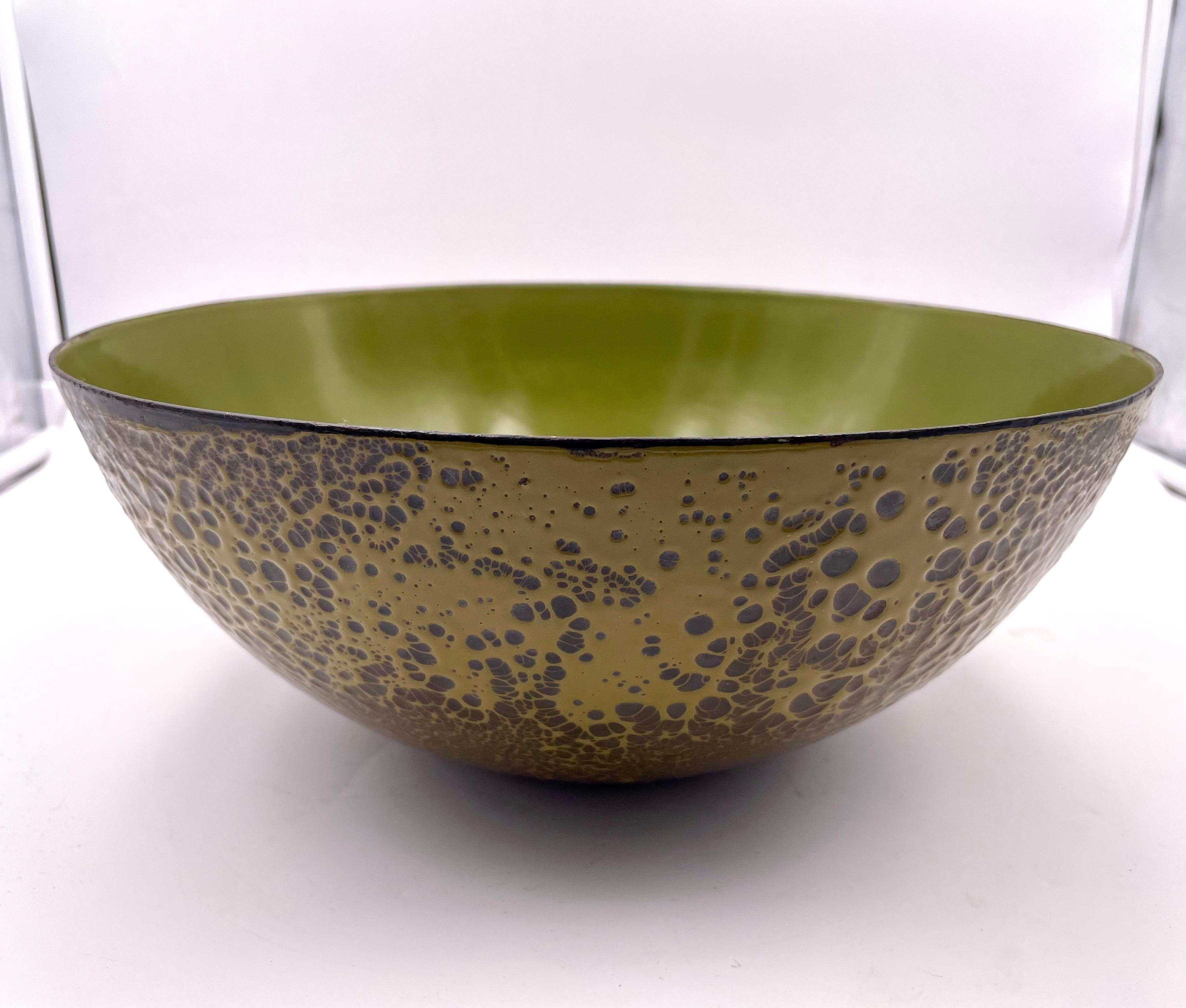 An incredibly beautiful and rare enameled bowl by Hanova of Pasadena circa 1960's great color and incredible glaze and condition, a great example of California Design.