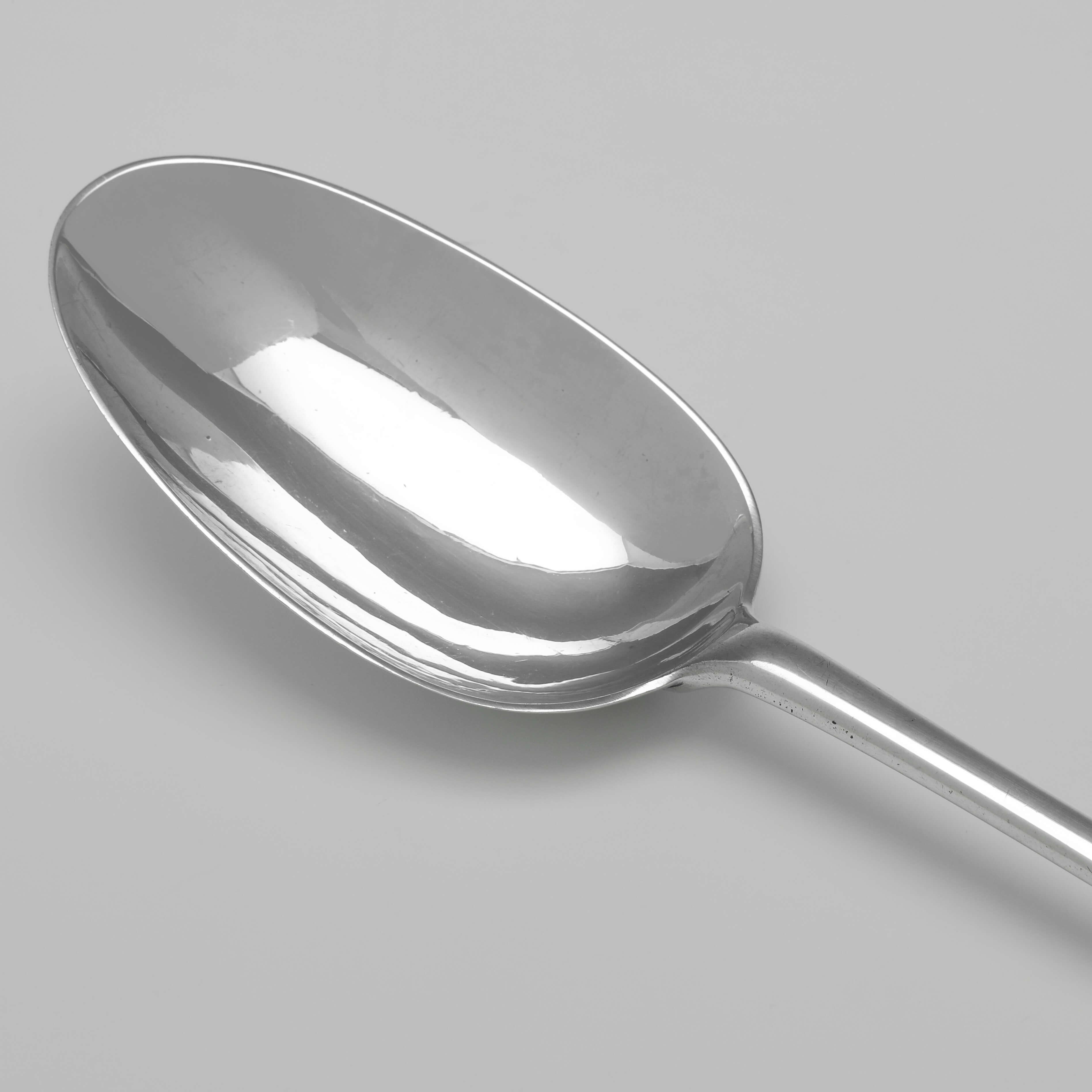 English Hanovarian Pattern George II Period Antique Sterling Silver Serving Spoon, 1731 For Sale