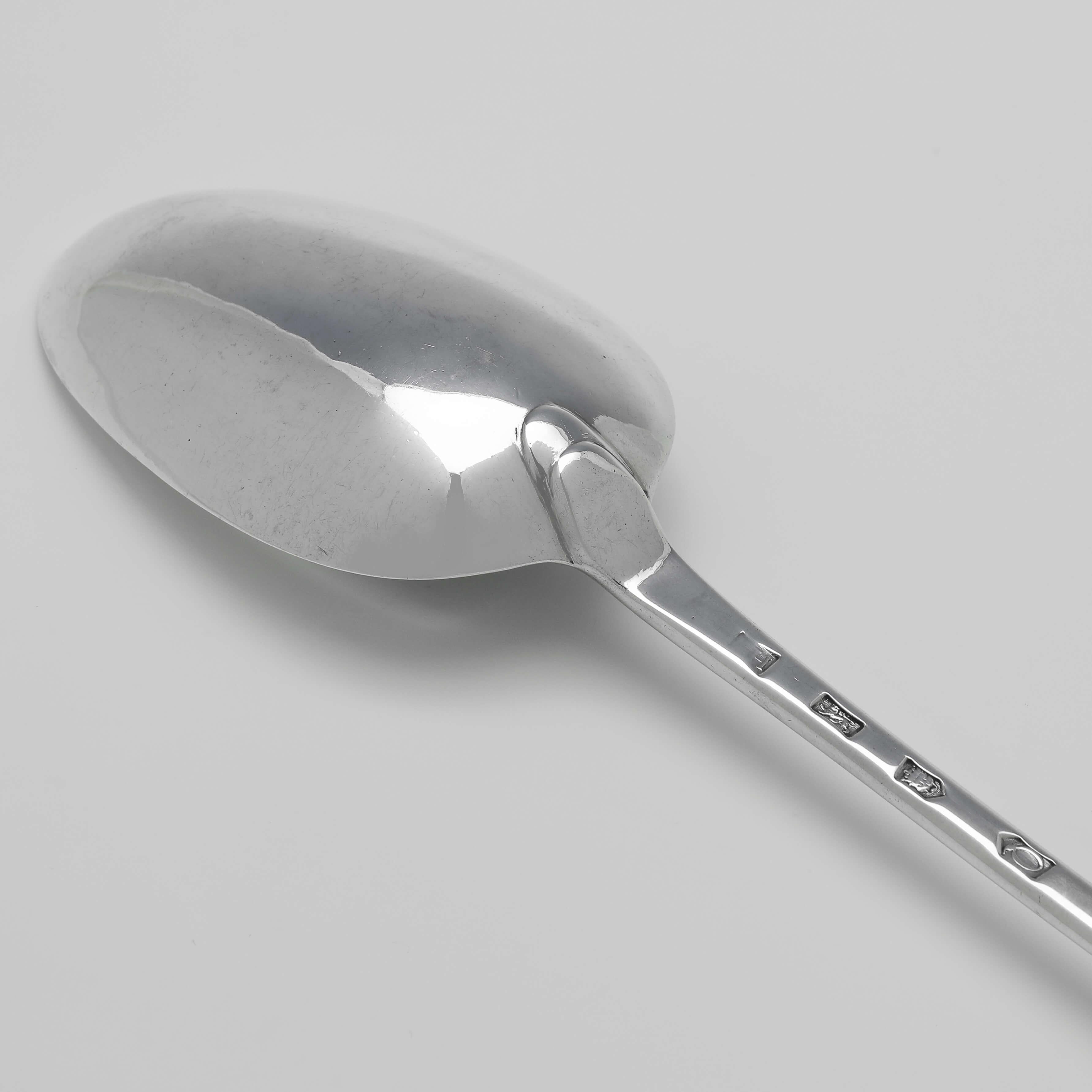Mid-18th Century Hanovarian Pattern George II Period Antique Sterling Silver Serving Spoon, 1731 For Sale