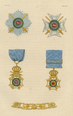 Hanover, Royal Guelphic Order Insignia, Plate XXXVIII, Wood Engraving, 1844