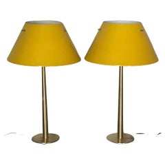 Hans Age Jakobsson PAIR Rare Table Lamps Markaryd Model Number 105 brass enamel