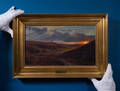 Rocky Landscape at Sunset, Oil on Canvas, Signed, Circa 1900