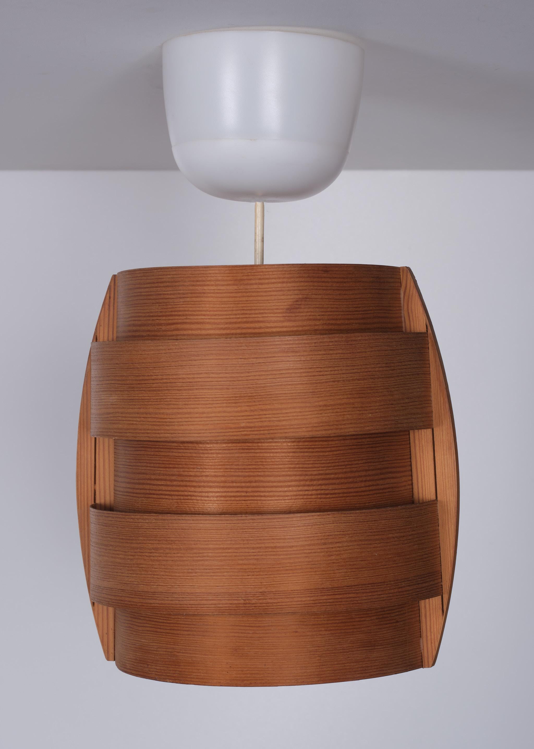 Mid-Century Modern Hans Agne Jacobssen Hanging Lamp in Plywood 1960s Sweden For Sale