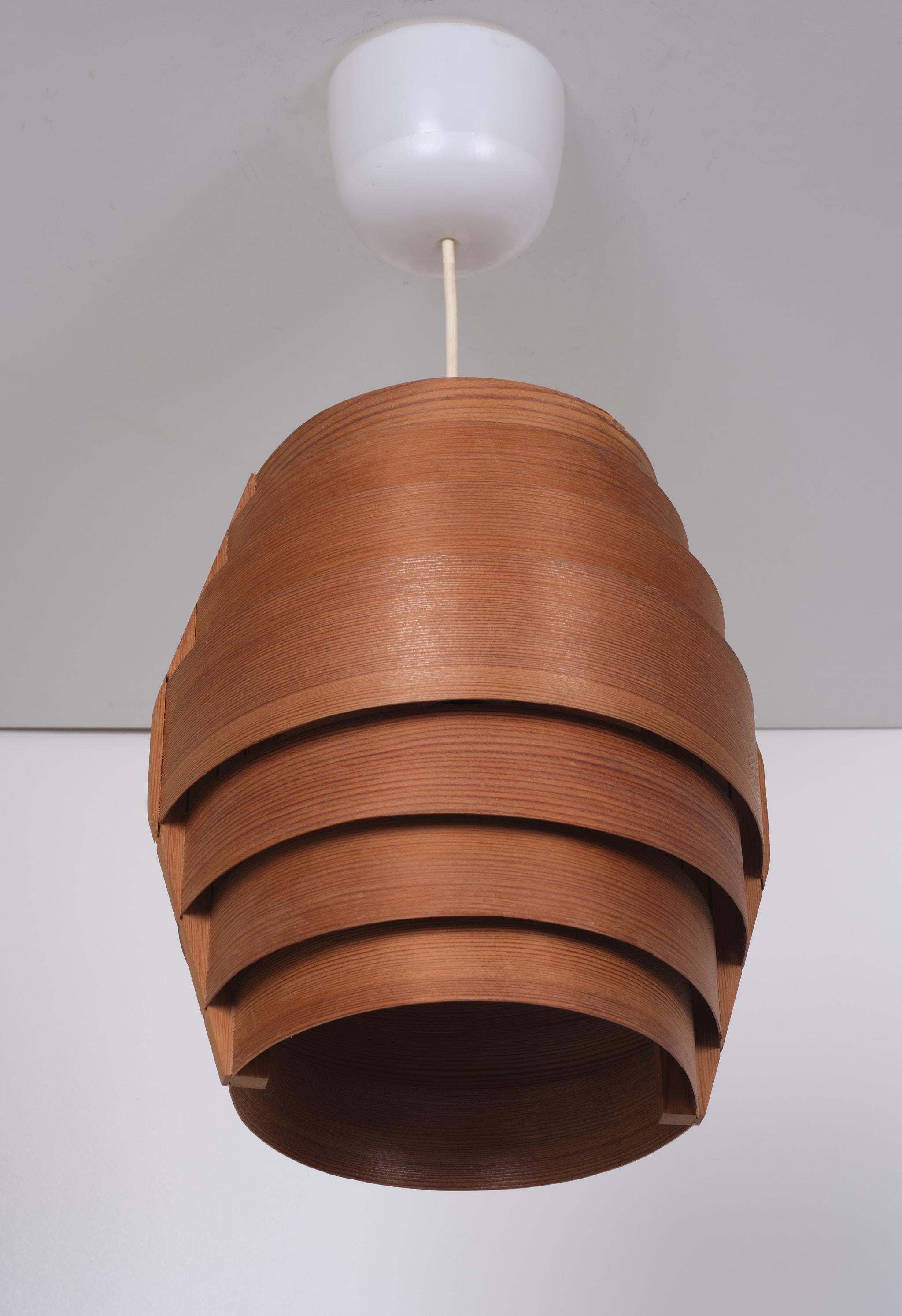 Mid-20th Century Hans Agne Jacobssen Hanging Lamp in Plywood 1960s Sweden For Sale