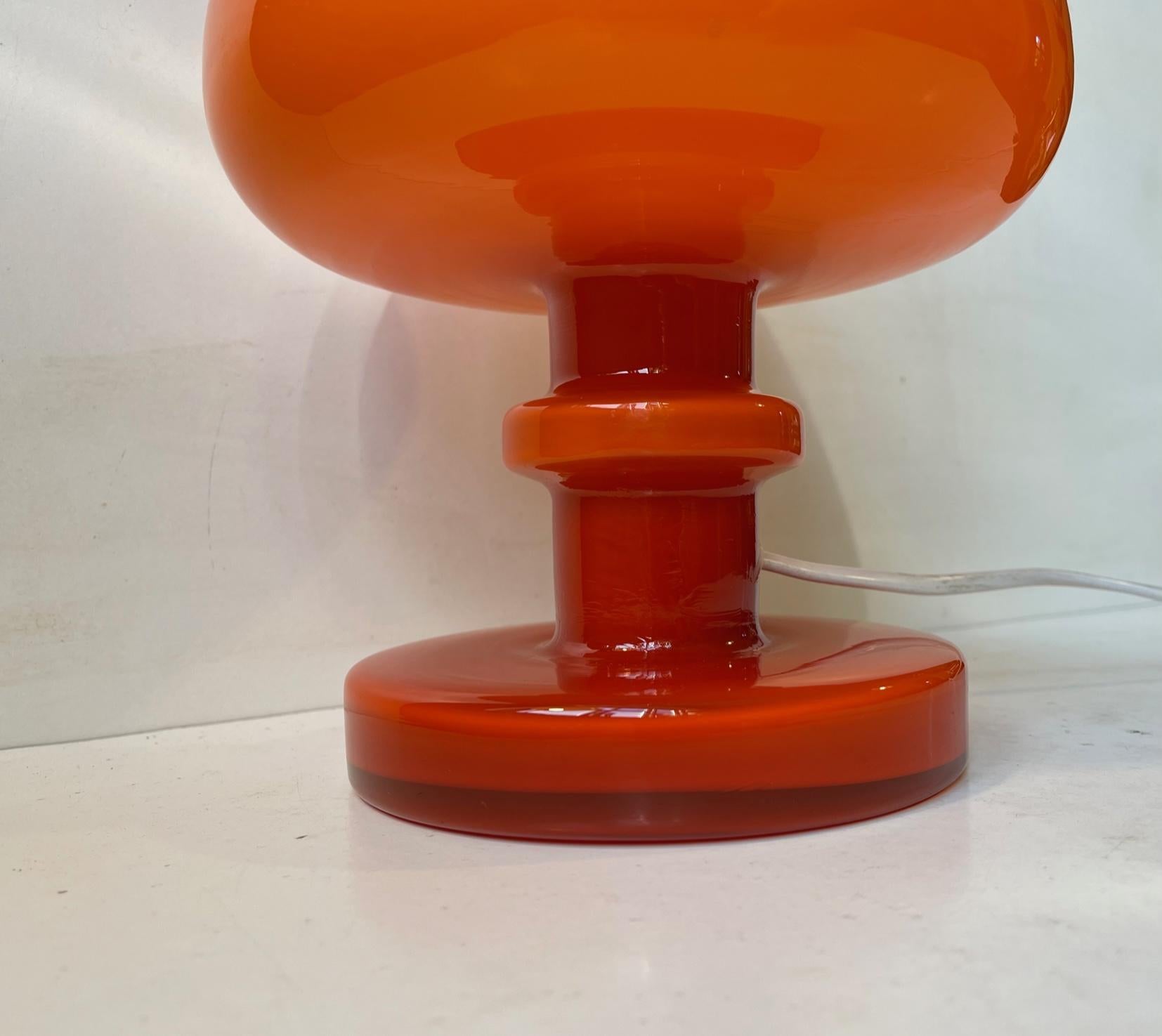 Hans Agne Jacobsson Orange Table Lamp in Glass, 1960s For Sale 4