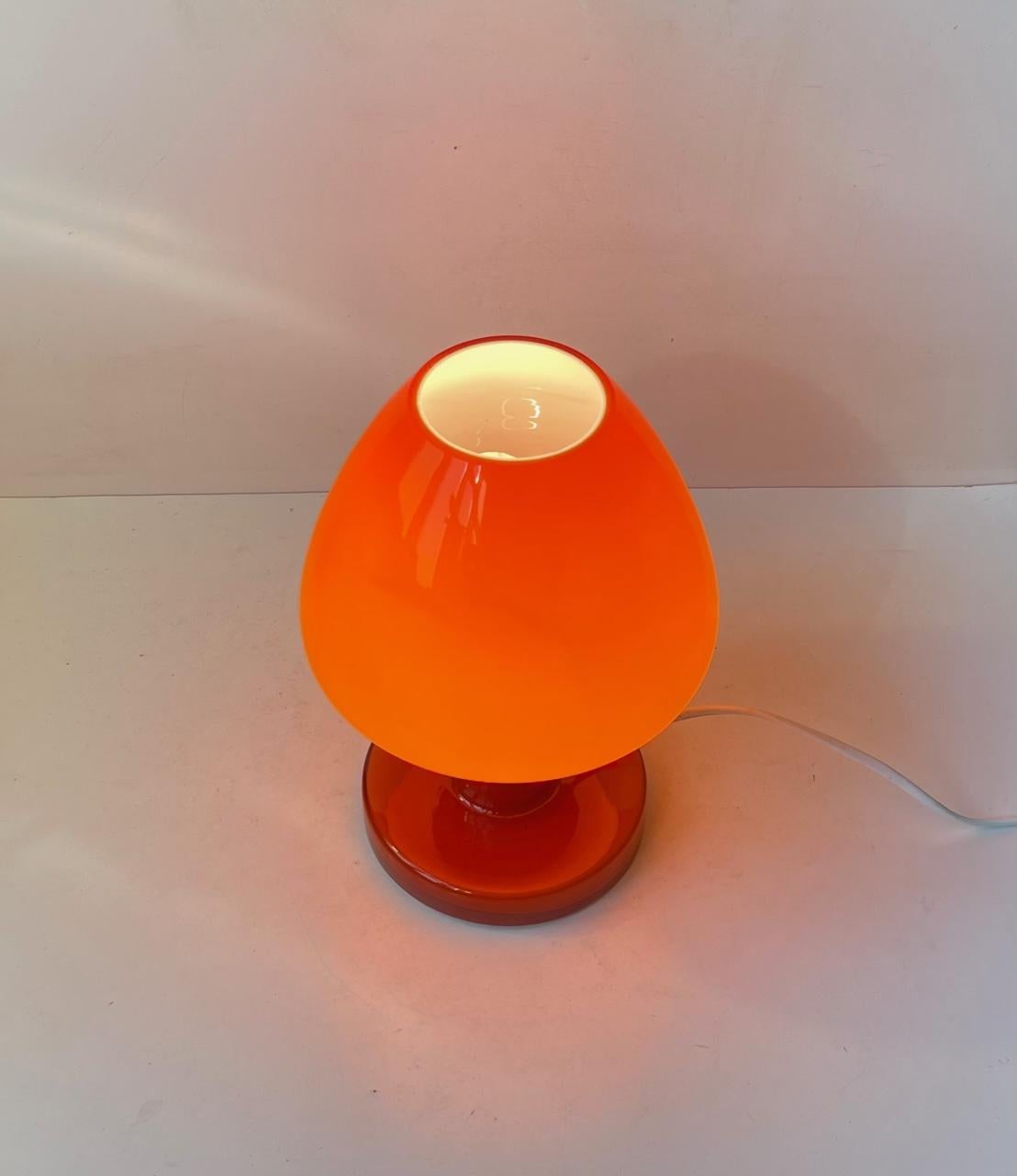 Mid-Century Modern Hans Agne Jacobsson Orange Table Lamp in Glass, 1960s For Sale