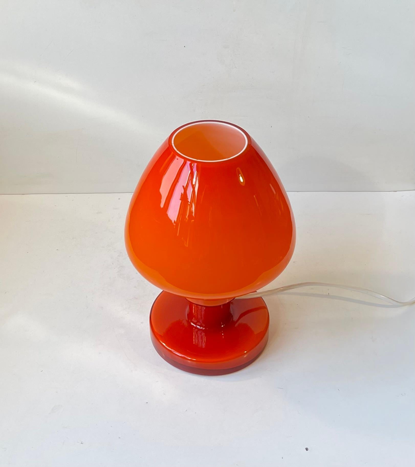 Scandinavian Hans Agne Jacobsson Orange Table Lamp in Glass, 1960s For Sale