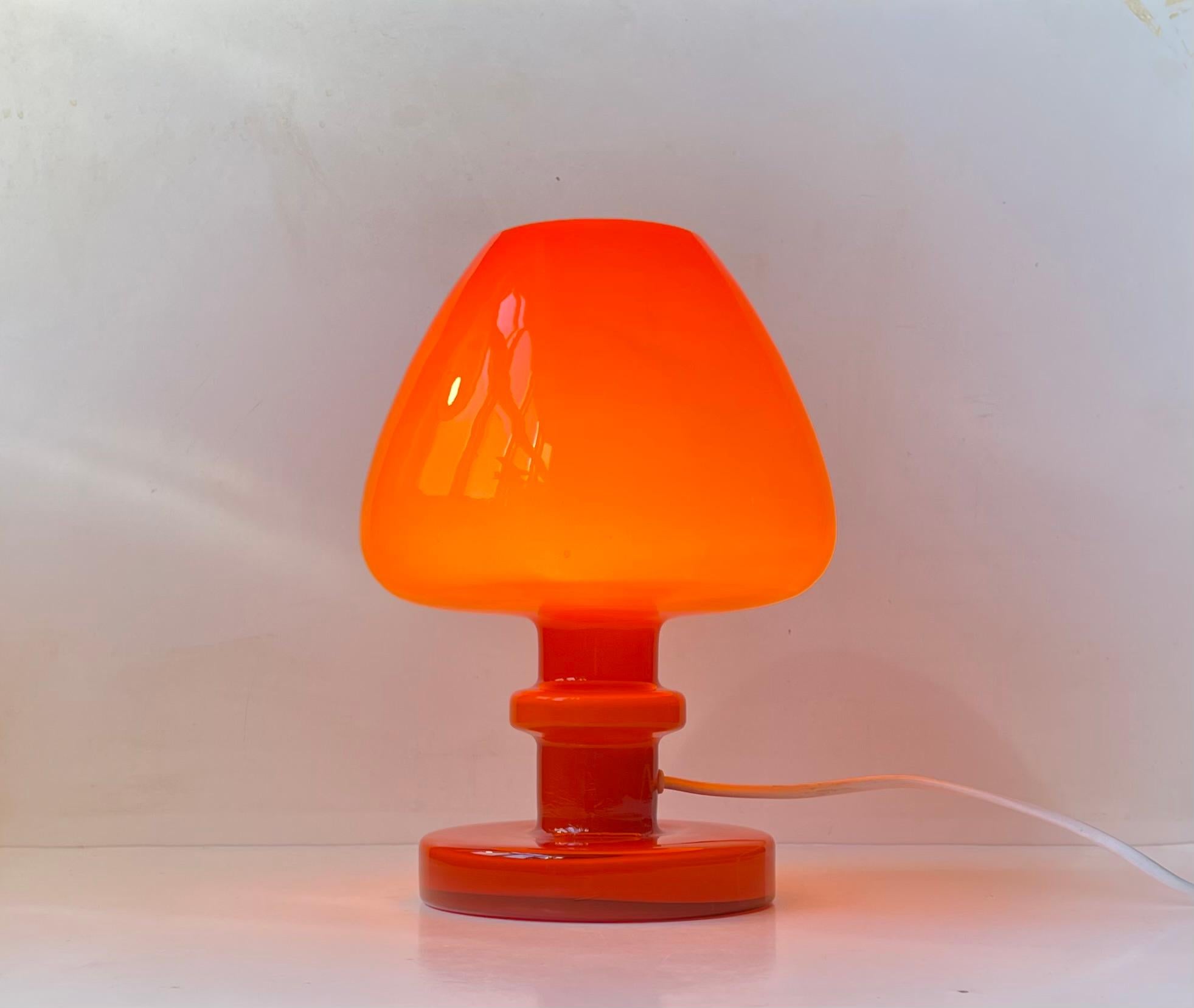 Hans Agne Jacobsson Orange Table Lamp in Glass, 1960s In Good Condition For Sale In Esbjerg, DK