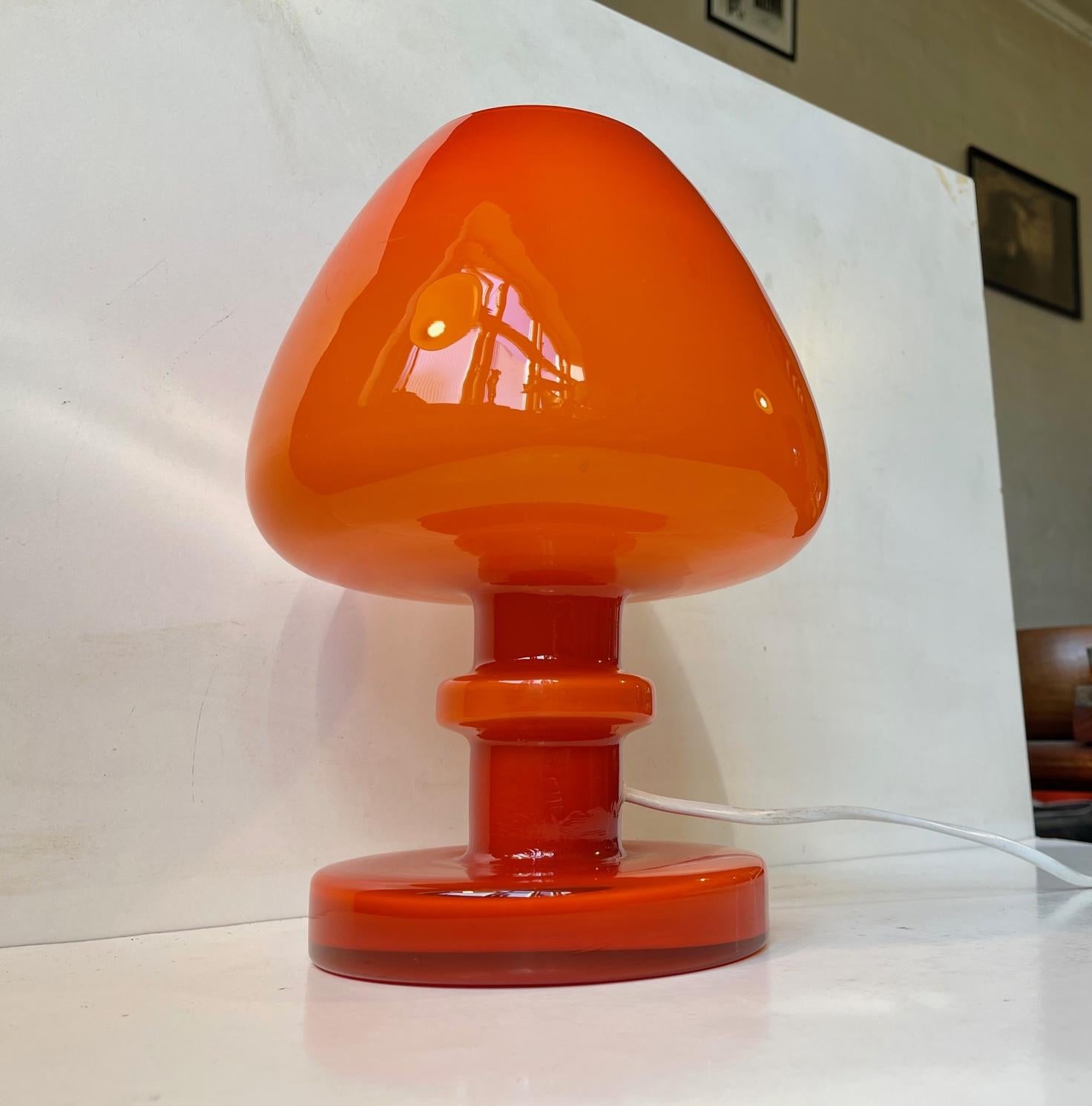 Hans Agne Jacobsson Orange Table Lamp in Glass, 1960s For Sale 3