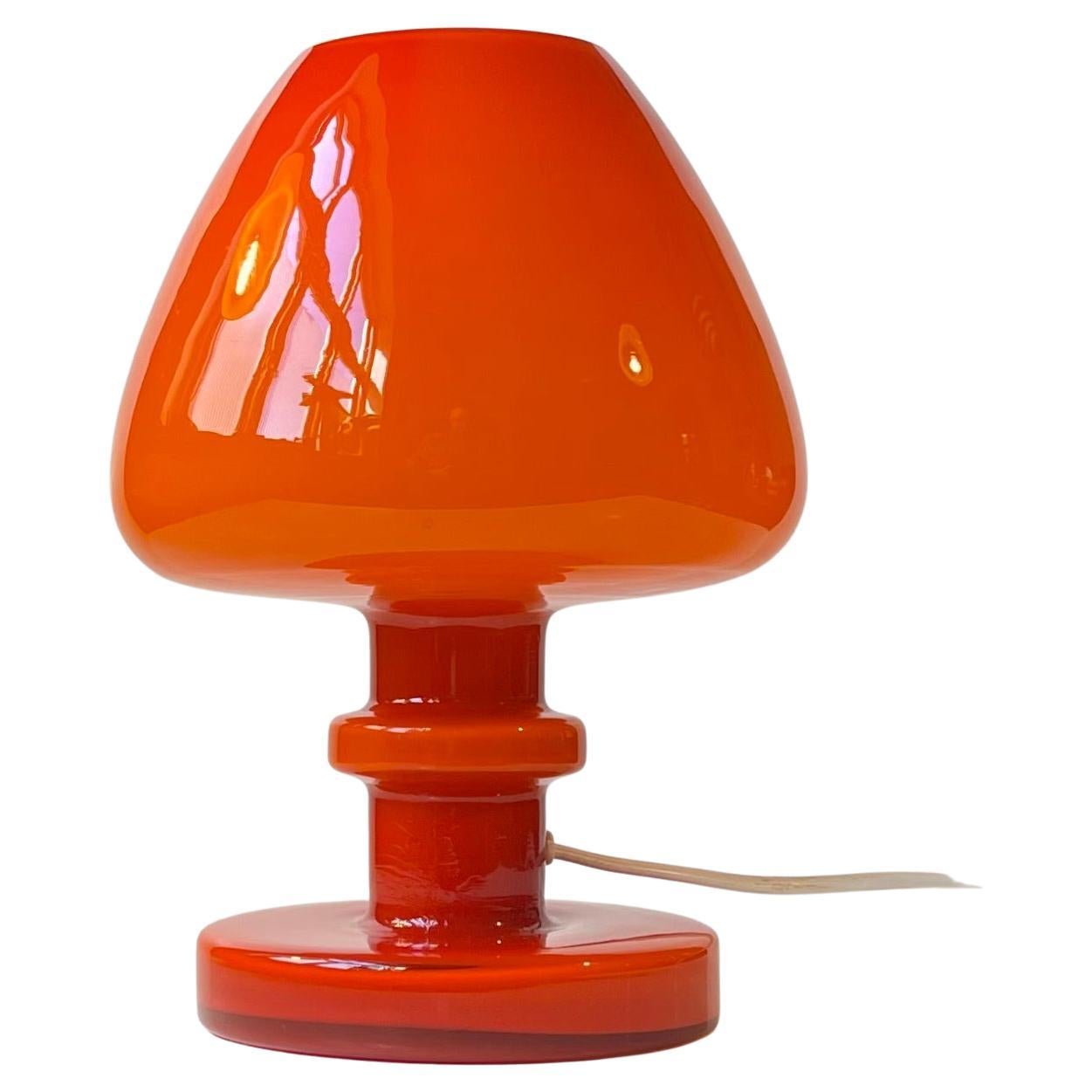 Hans Agne Jacobsson Orange Table Lamp in Glass, 1960s For Sale